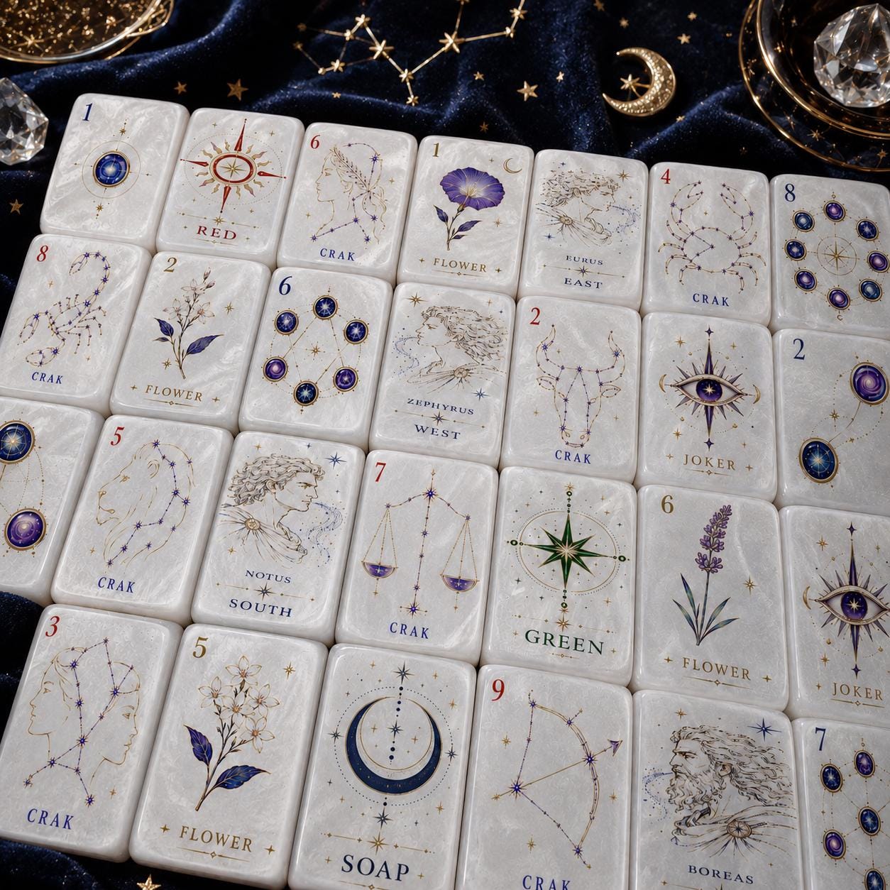 Celestial Astrology American Mahjong Set, Zodiac Signs Mahjong Set, Greek Mythology Mahjong Set, Cosmic Gift, Custom or