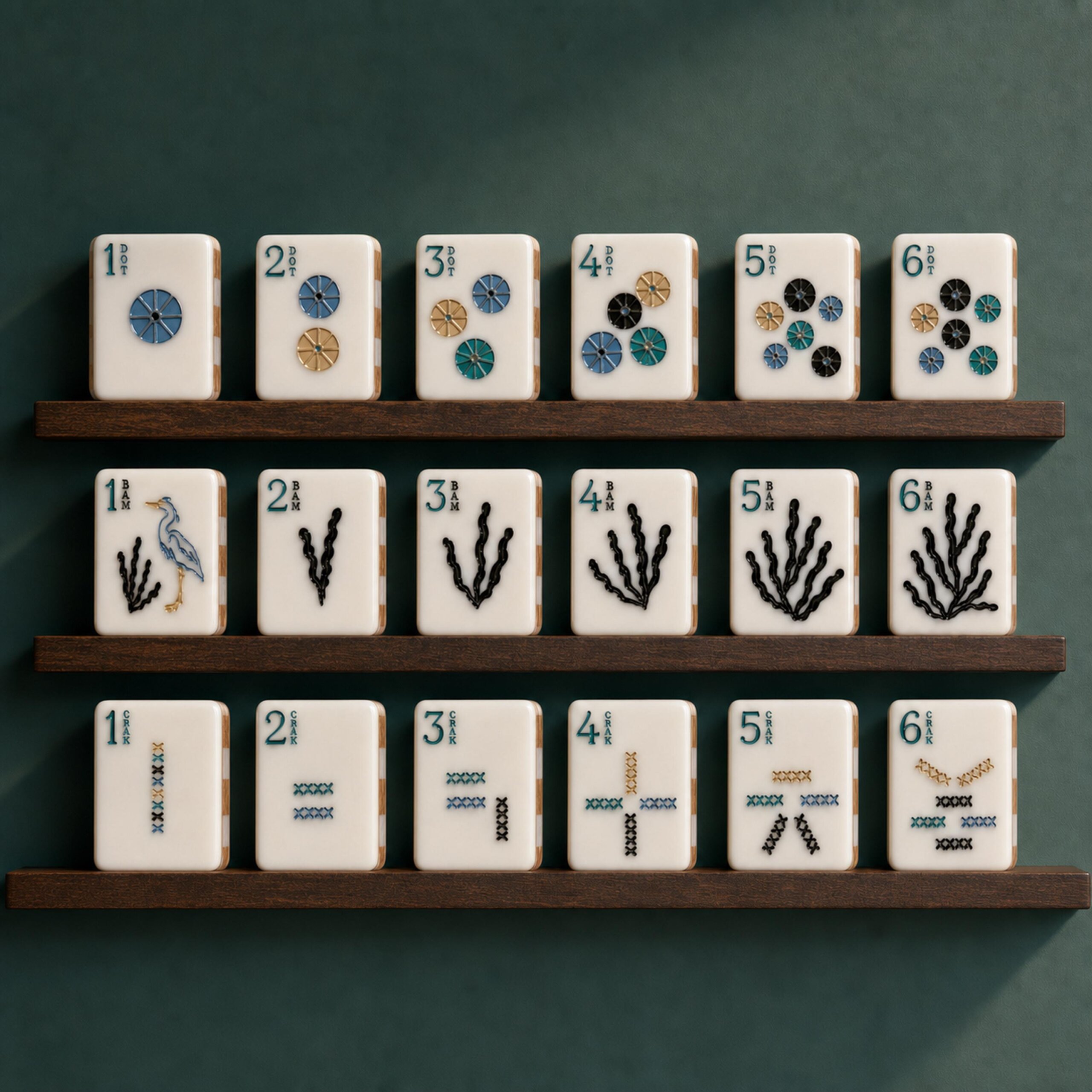 Copper Garden American Mahjong Set, 160 Acrylic Tiles with Checker Backs - 5