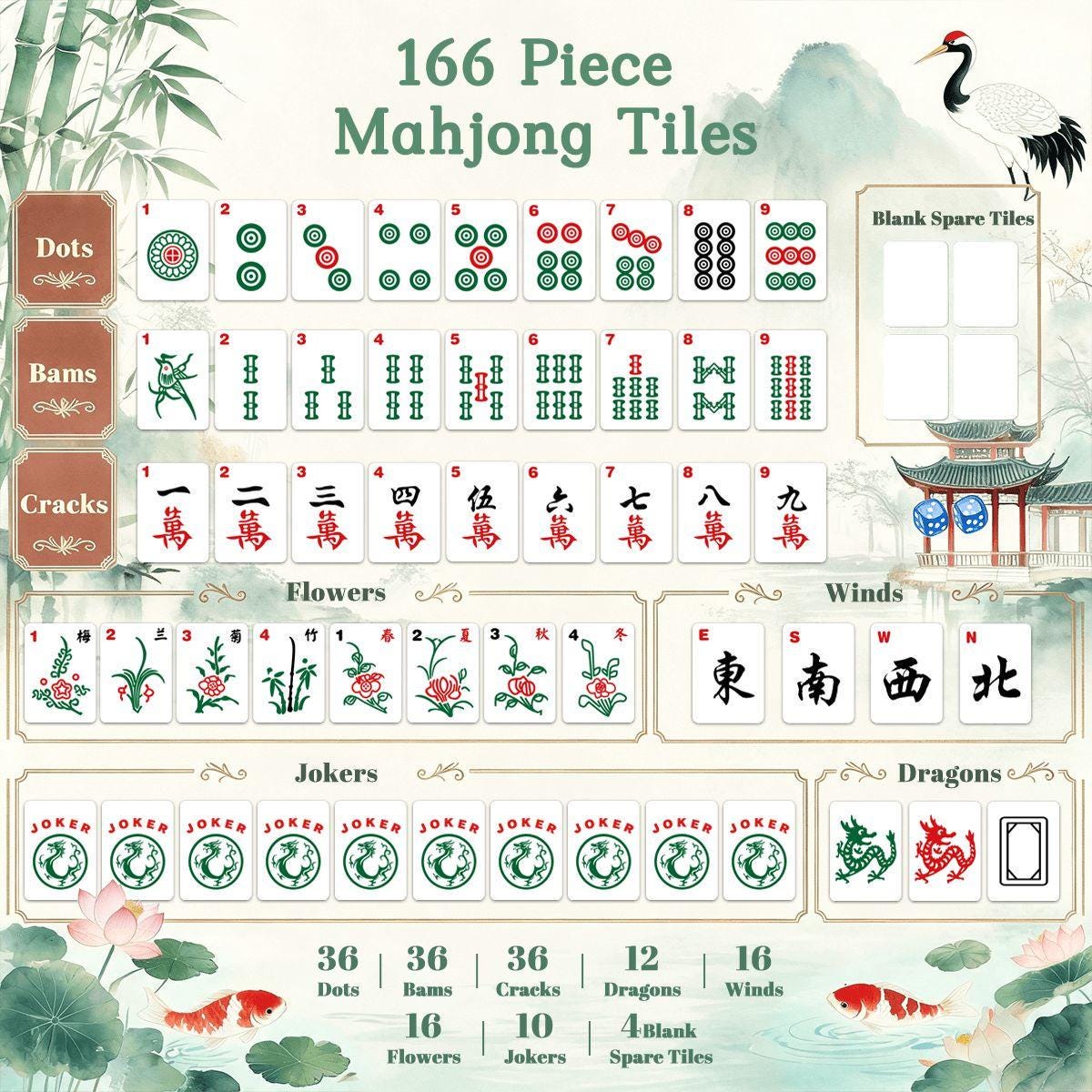 4-Layer American Mahjong Set 166 Tiles, Christmas Holly Red Bow Acrylic Tiles, Holiday Game Night, Unique Gift for Her -