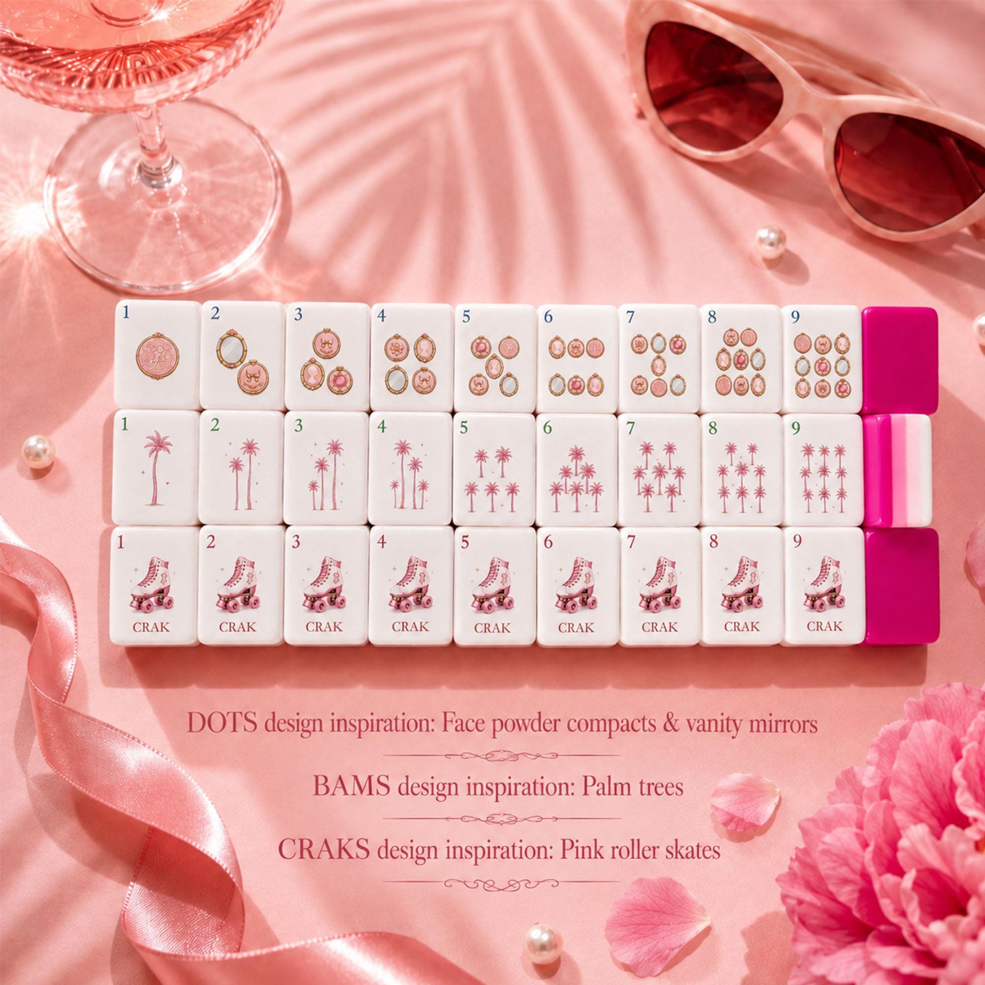 Pink Mahjong Set, American Mahjong Tiles, Luxury Acrylic Mahjong Game, Pink Glam Feminine Gift for Women, Girls Night Gi