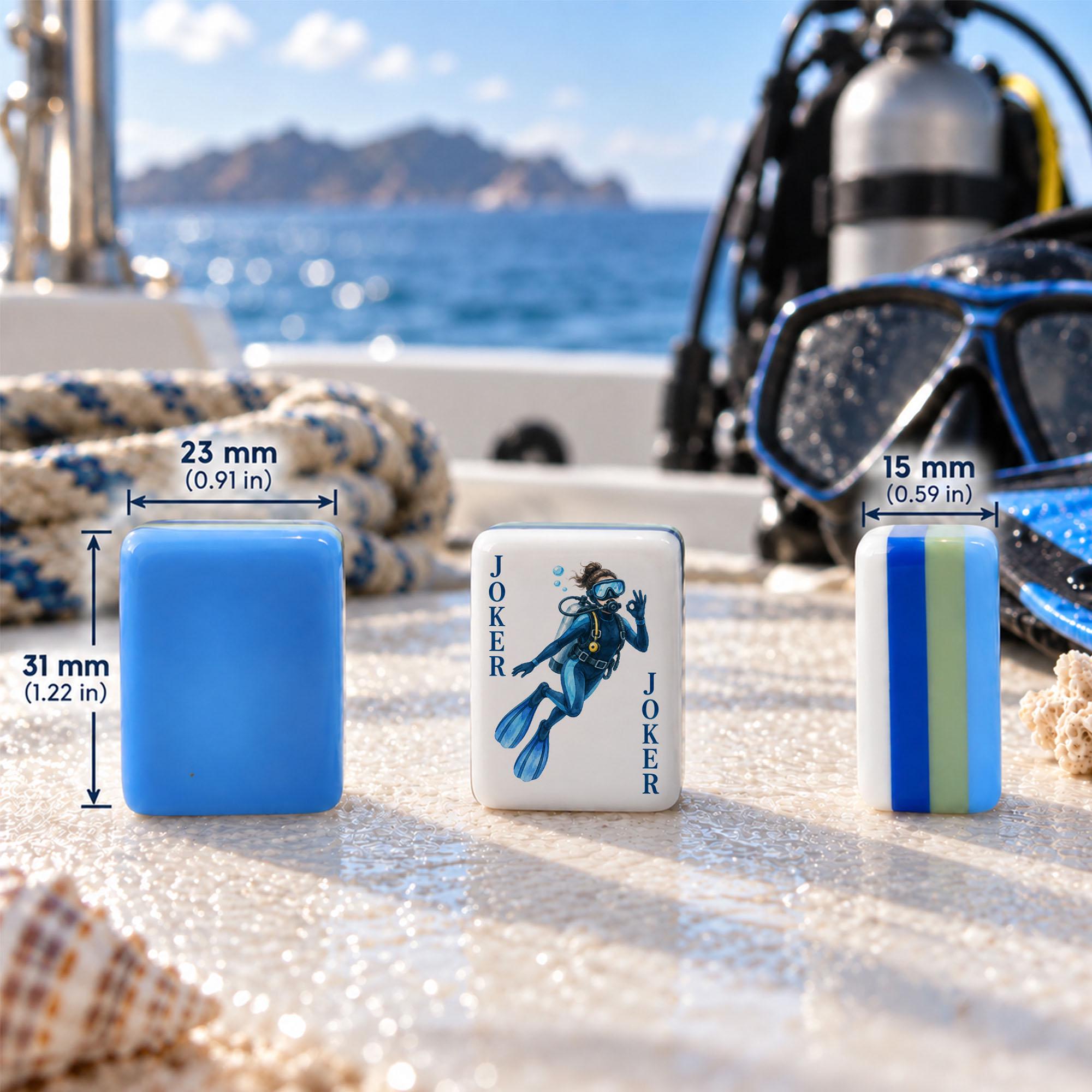 Scuba Diving American Mahjong Set, Underwater Adventure Mahjong Tiles, Scuba Diver Gift, Coastal Game Night Set - 5