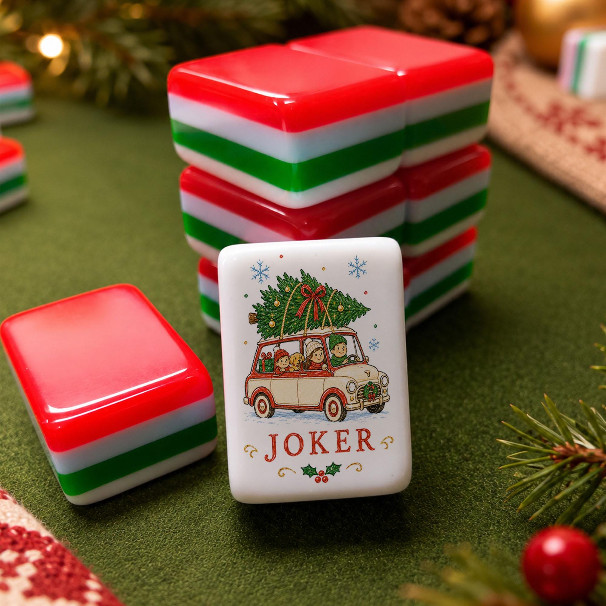 Christmas American Mahjong Set, Holiday Mah Jongg Tiles, Vintage Christmas Game Night Gift, Family Mahjong, Gift for Her
