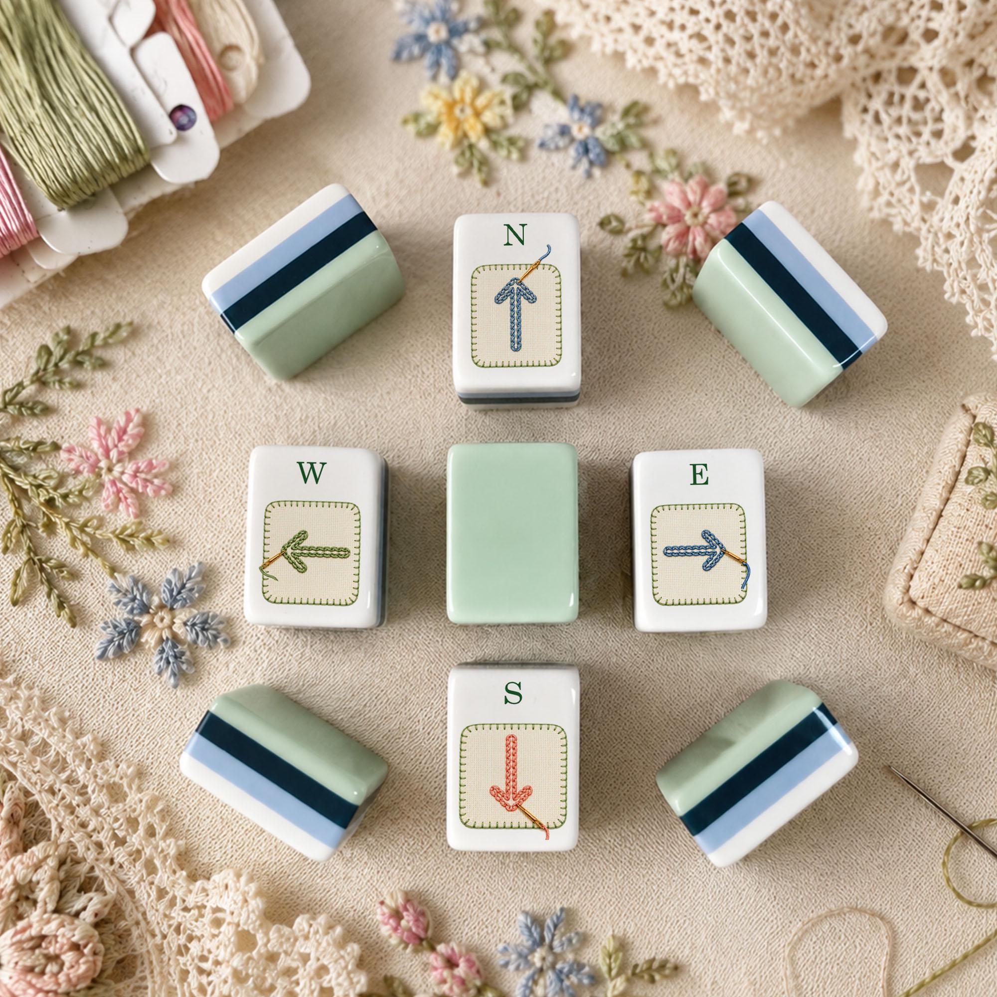 Embroidery Mahjong Set, Needlepoint Mahjong Tiles, Stitching Club Gift for Women, Craft Lover Mahjong, Unique Mahjong Gi