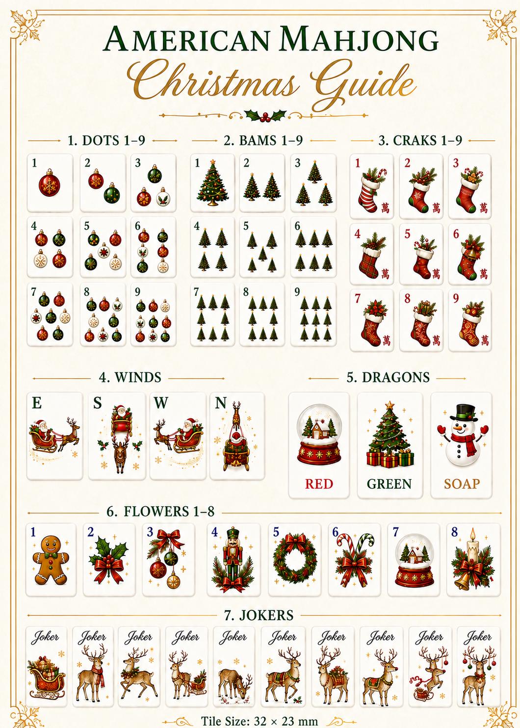 Christmas American Mahjong Set, Holiday Acrylic Mahjong Tiles, Festive Red Green Winter Game, Gift for Mahjong Lovers -