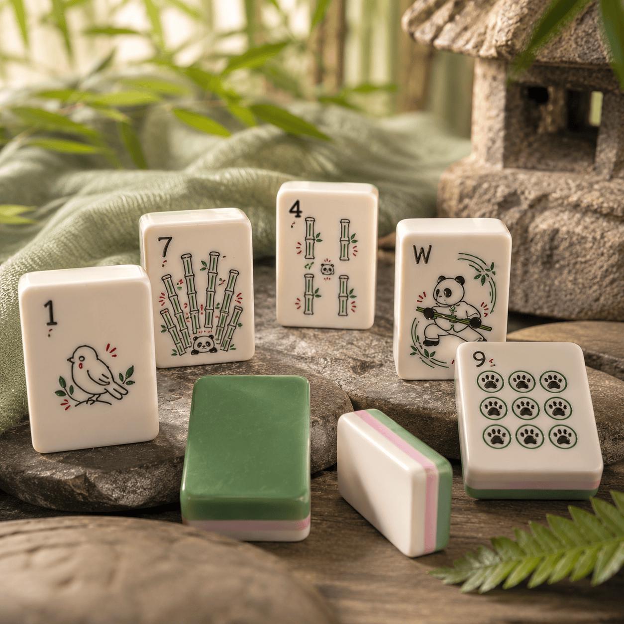Panda American Mahjong Set, Bamboo Botanical Acrylic Tiles, Cute Nature Inspired 160 Tile Game, Gift for Mahjong Lovers