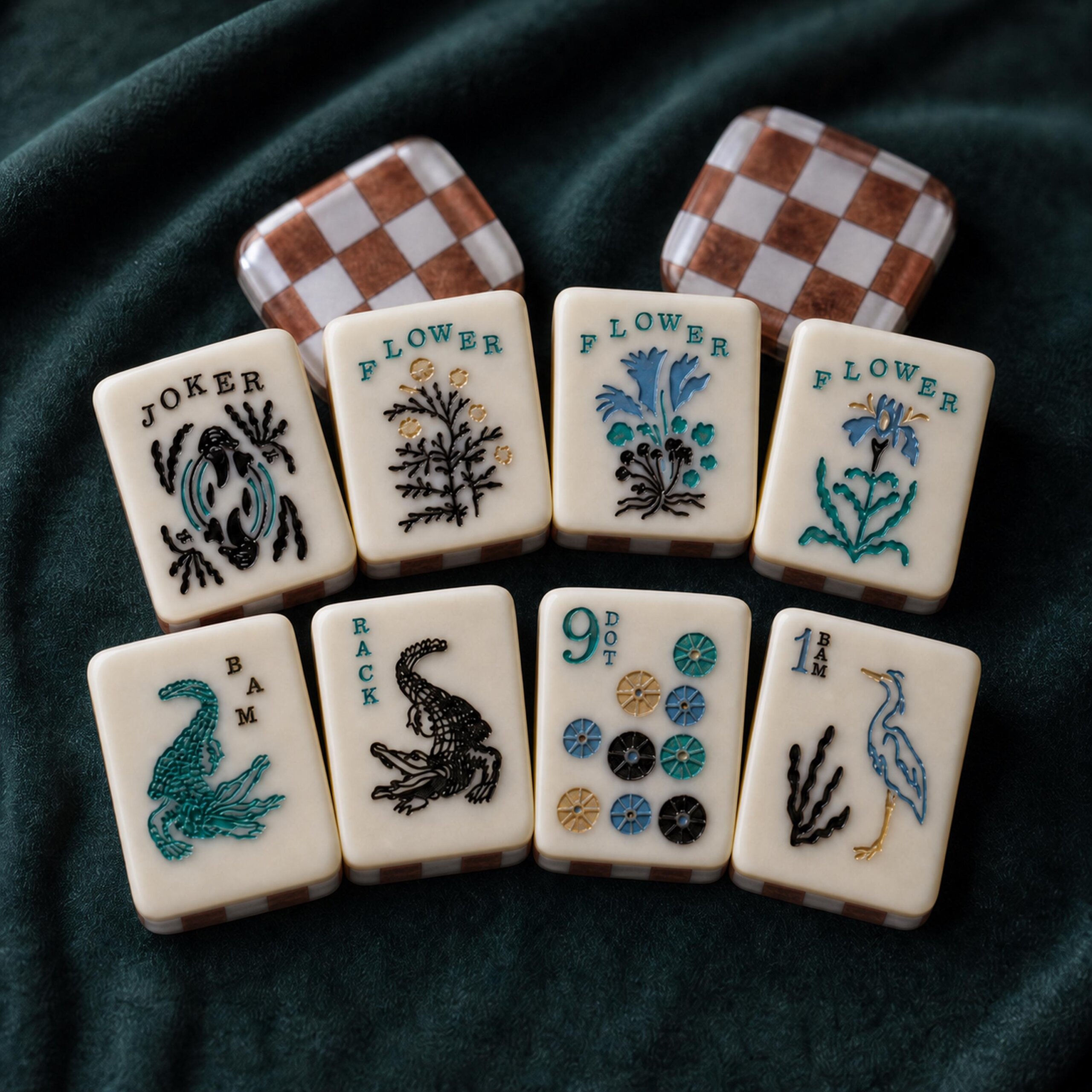 Copper Garden American Mahjong Set, 160 Acrylic Tiles with Checker Backs - 6