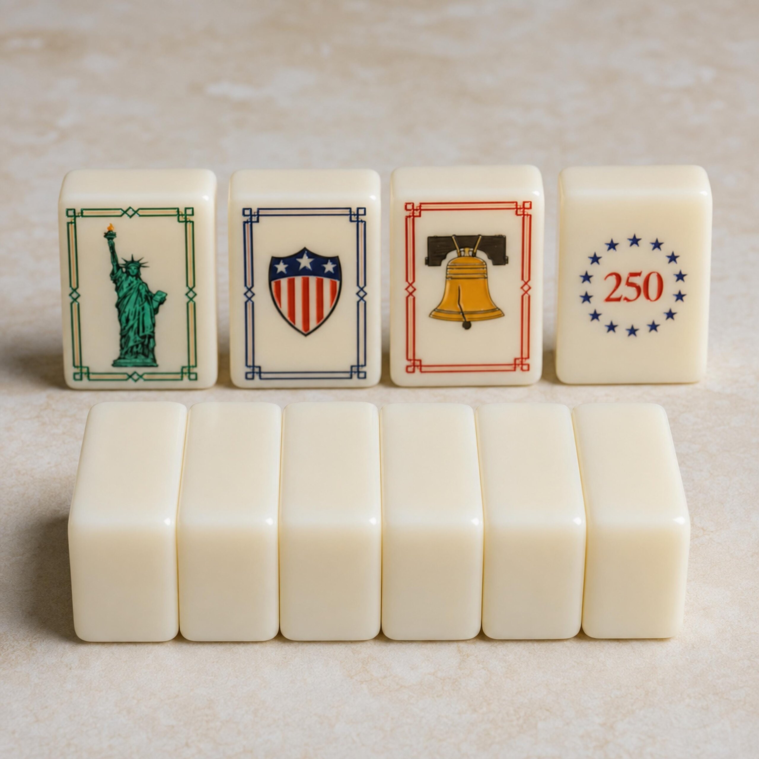 Patriotic American Mahjong Tile Set: Red, White and Blue 250th Anniversary Design - 6