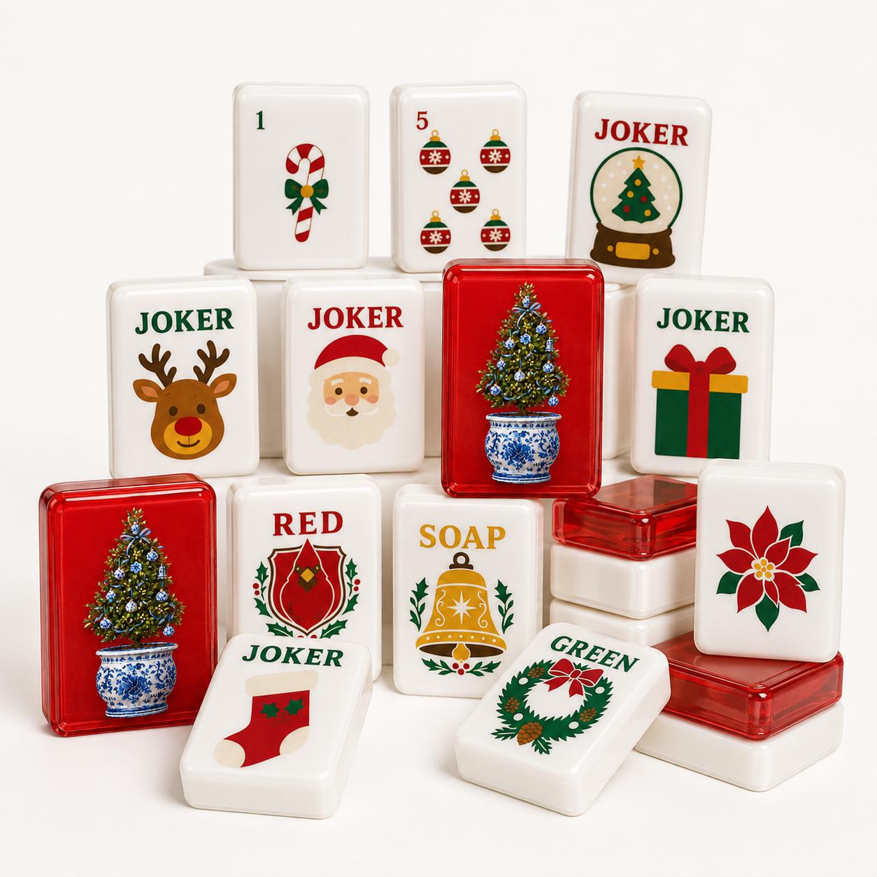 Holiday Mahjong Tiles Set, Christmas Acrylic Mahjong Tiles, Festive American Mahjong Set, Unique Christmas Gift - 6