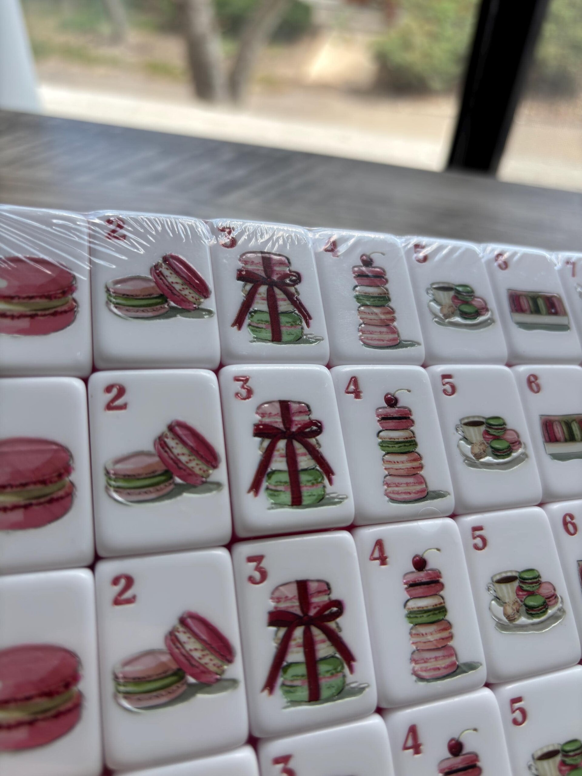 American Mahjong Set, 160 Pink Mahjong Tiles, French Bakery Macaron Design, Unique Mahjong Gift for Women - 6