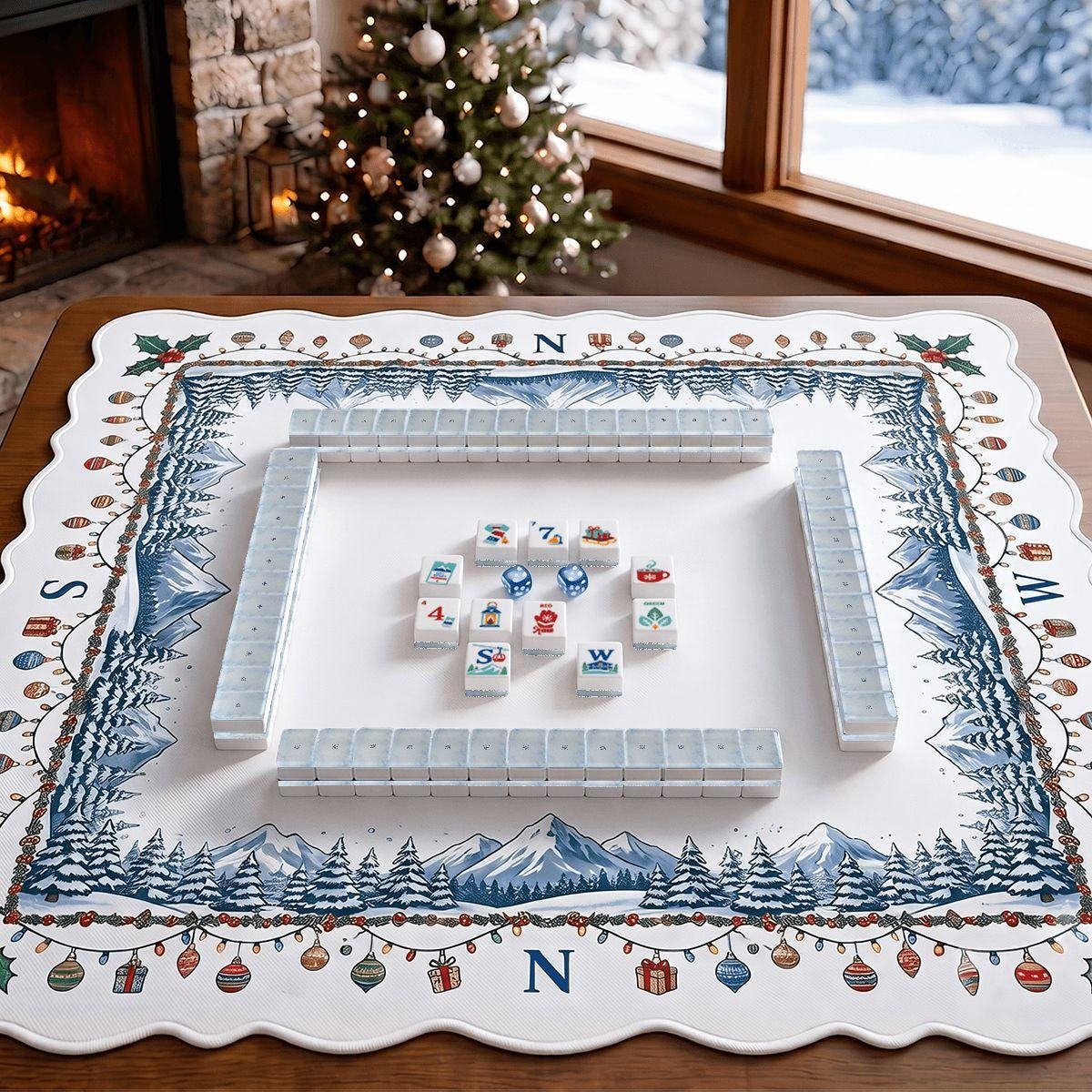 Alpine Slopes Mahjong Set 160 Tiles, Marble Back Acrylic Mahjong, Après Ski Holiday Game Night, Unique Gift for Her - 6