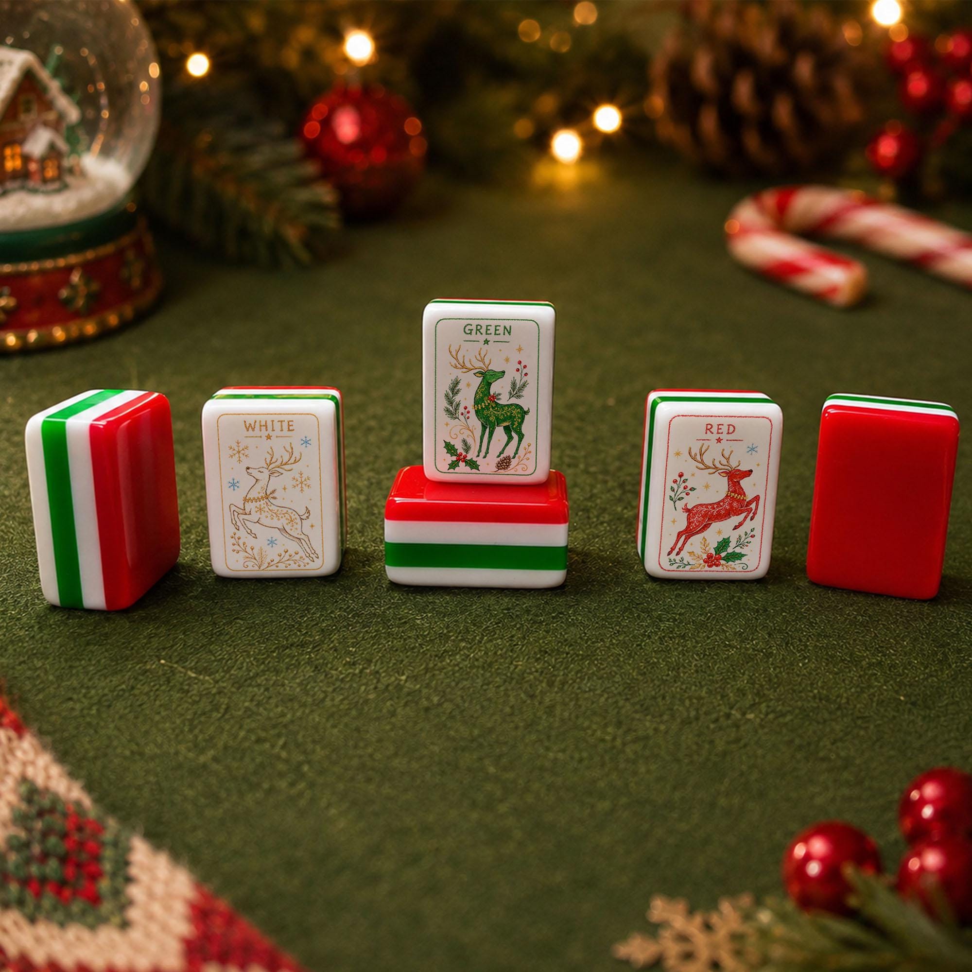 Christmas American Mahjong Set, Holiday Mah Jongg Tiles, Vintage Christmas Game Night Gift, Family Mahjong, Gift for Her