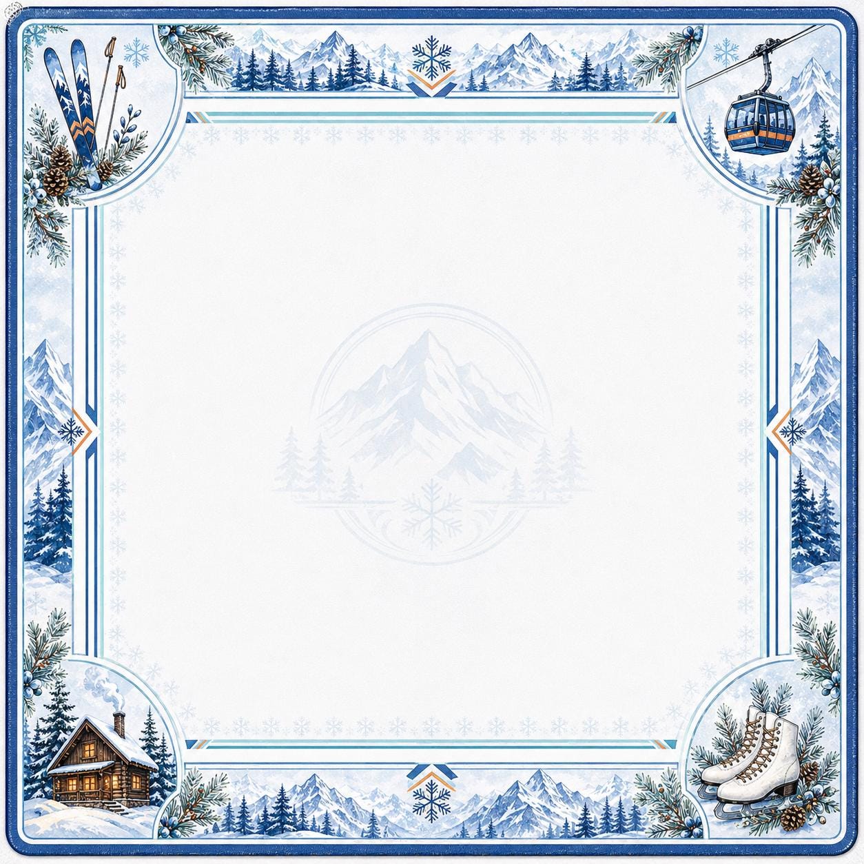 Alpine Ski American Mahjong Set, Winter Mountain Acrylic Mahjong Tiles, Blue Marble Back, Ski Lodge Gift, Luxury Gift fo