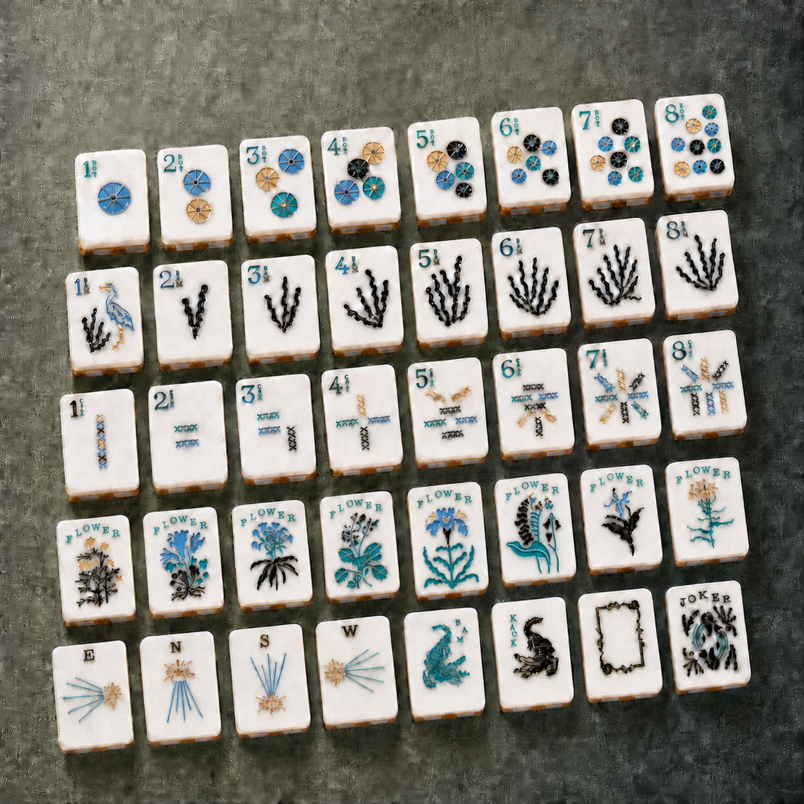 Copper Garden American Mahjong Set, 160 Acrylic Tiles with Checker Backs - 7