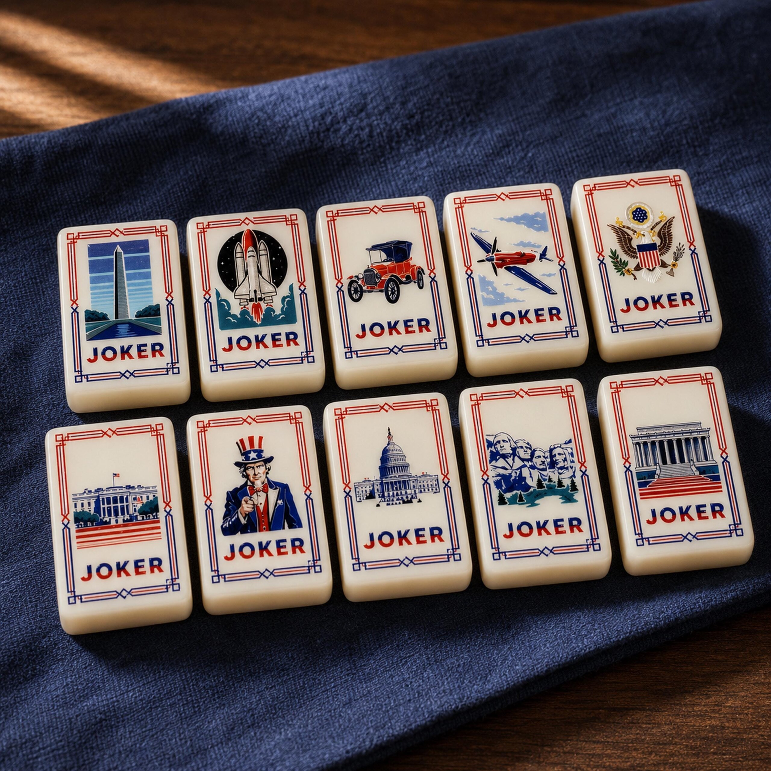 Patriotic American Mahjong Tile Set: Red, White and Blue 250th Anniversary Design - 7