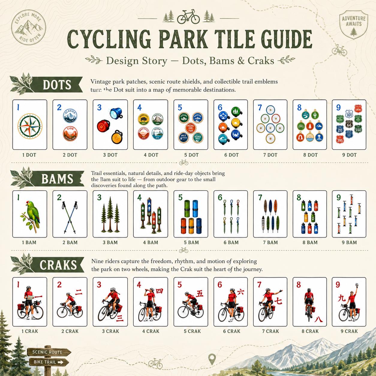 Cycling Park Mahjong Set, American Mahjong Tiles, UV Printed Acrylic Bicycle Game Gift - 7
