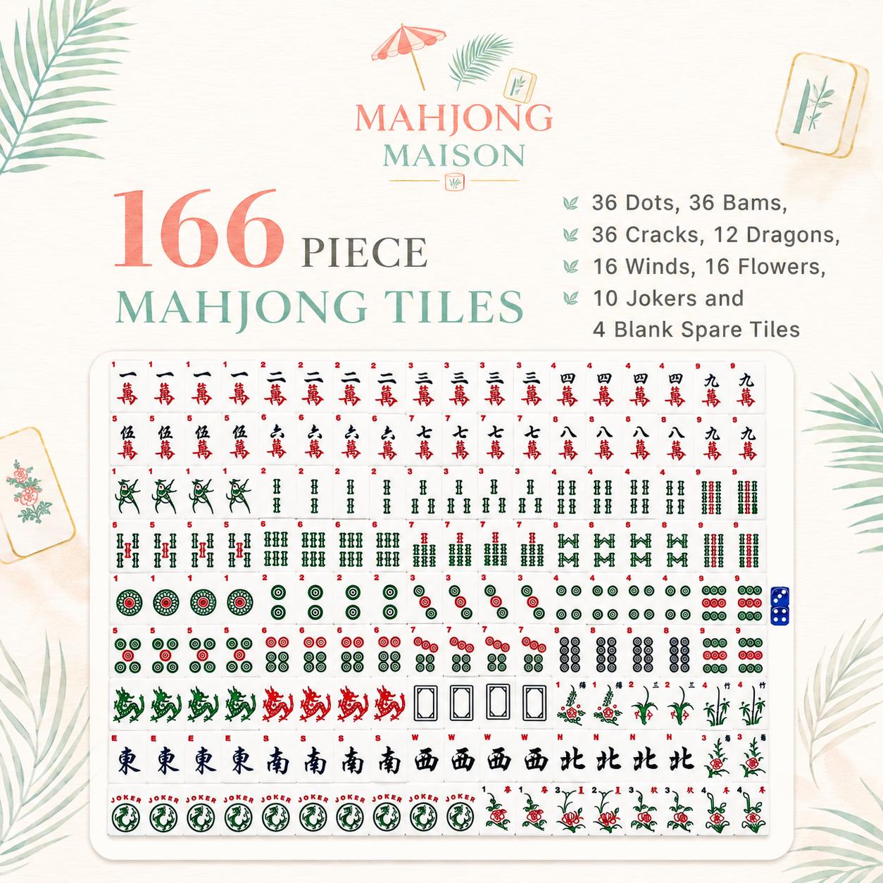 Pickleball Mahjong Tiles | 1.4"x1.0"x0.6" Luxury American Mahjong Tiles | Pink Green Pickleball Mahjong Set, Aesthetic M