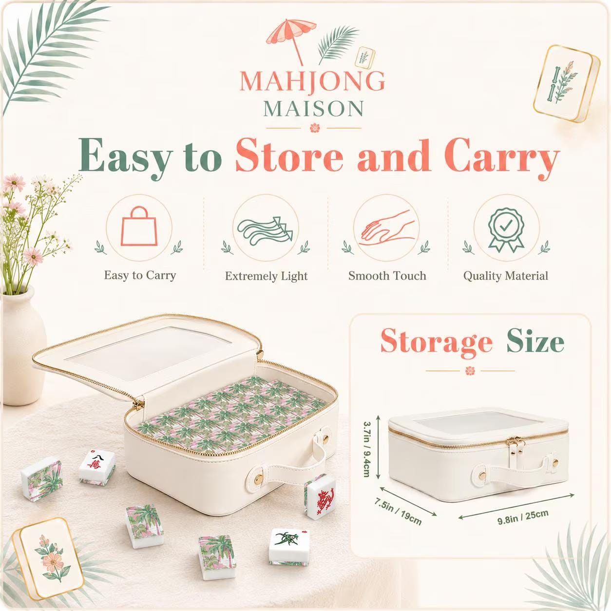 Pink Koi Lotus Mahjong Tiles Set, Luxury Acrylic American Mahjong Tiles, Floral Chinese Inspired Game Set, Elegant Mahj