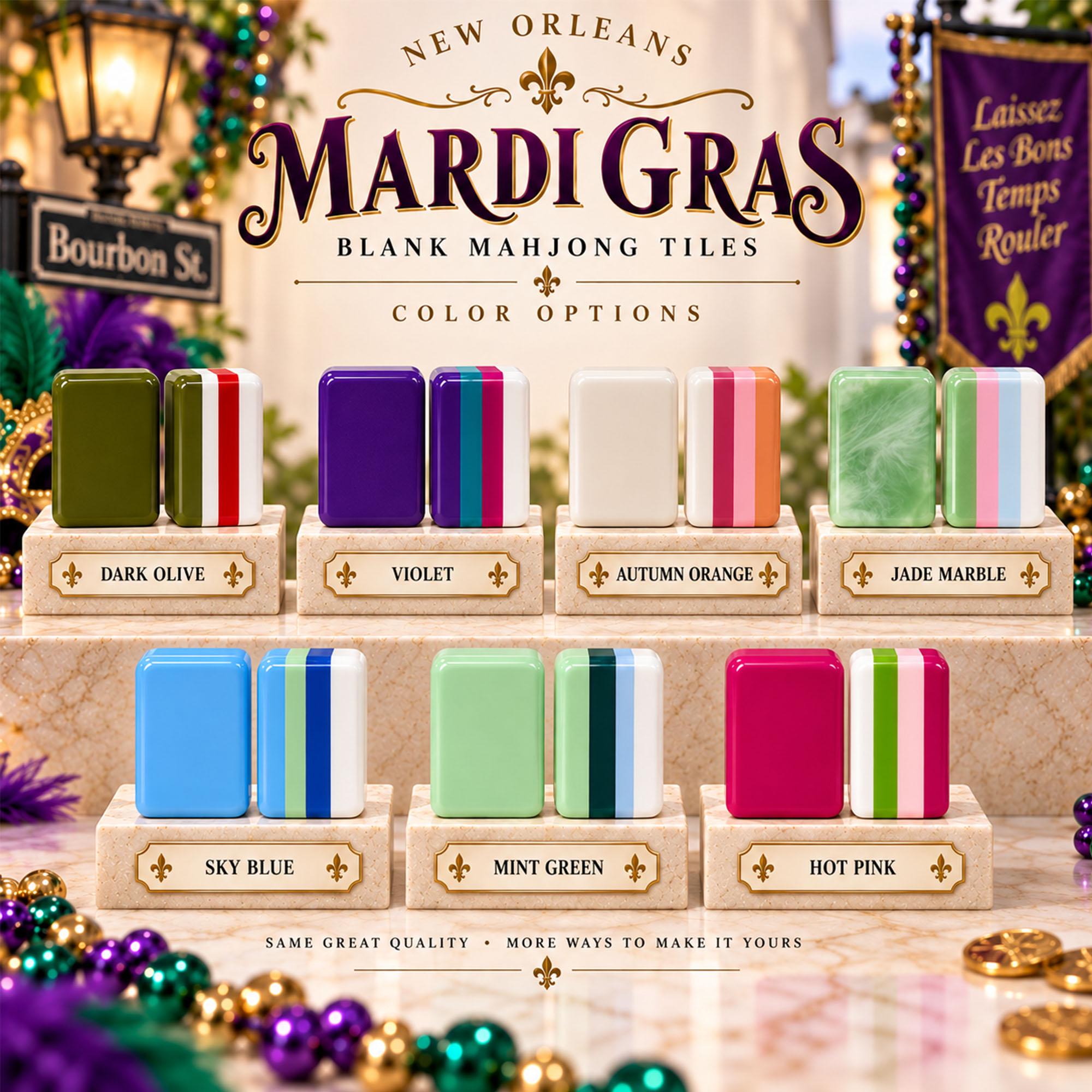 Mardi Gras American Mahjong Set, New Orleans Mah Jongg Tiles, Purple Green Gold Game Night Gift, Carnival Mahjong Set -