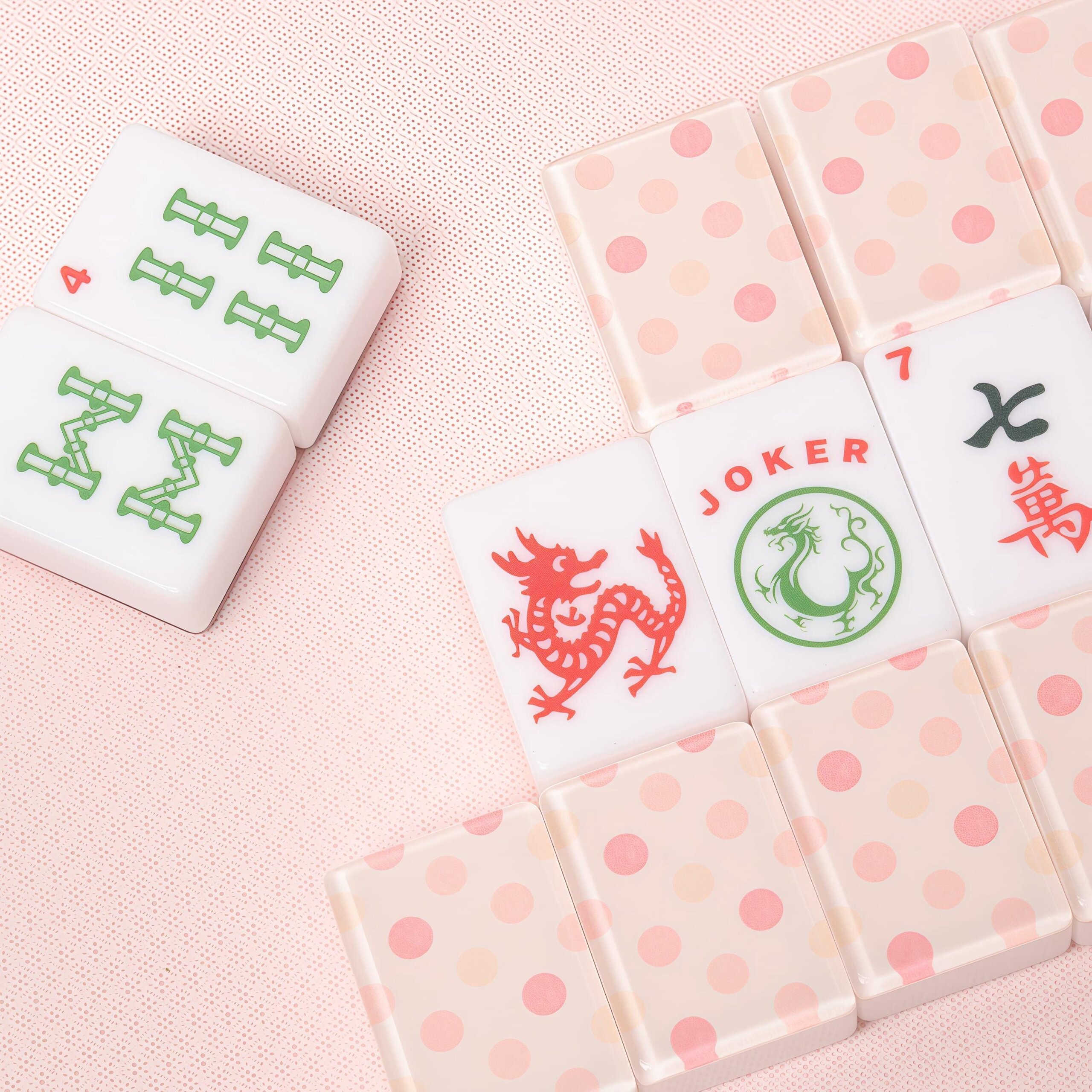 Pink Polka Dot American Mahjong Set, Pastel Acrylic 160 Tile Game, Cute Birthday Gift for Mahjong Lovers, Women and Game
