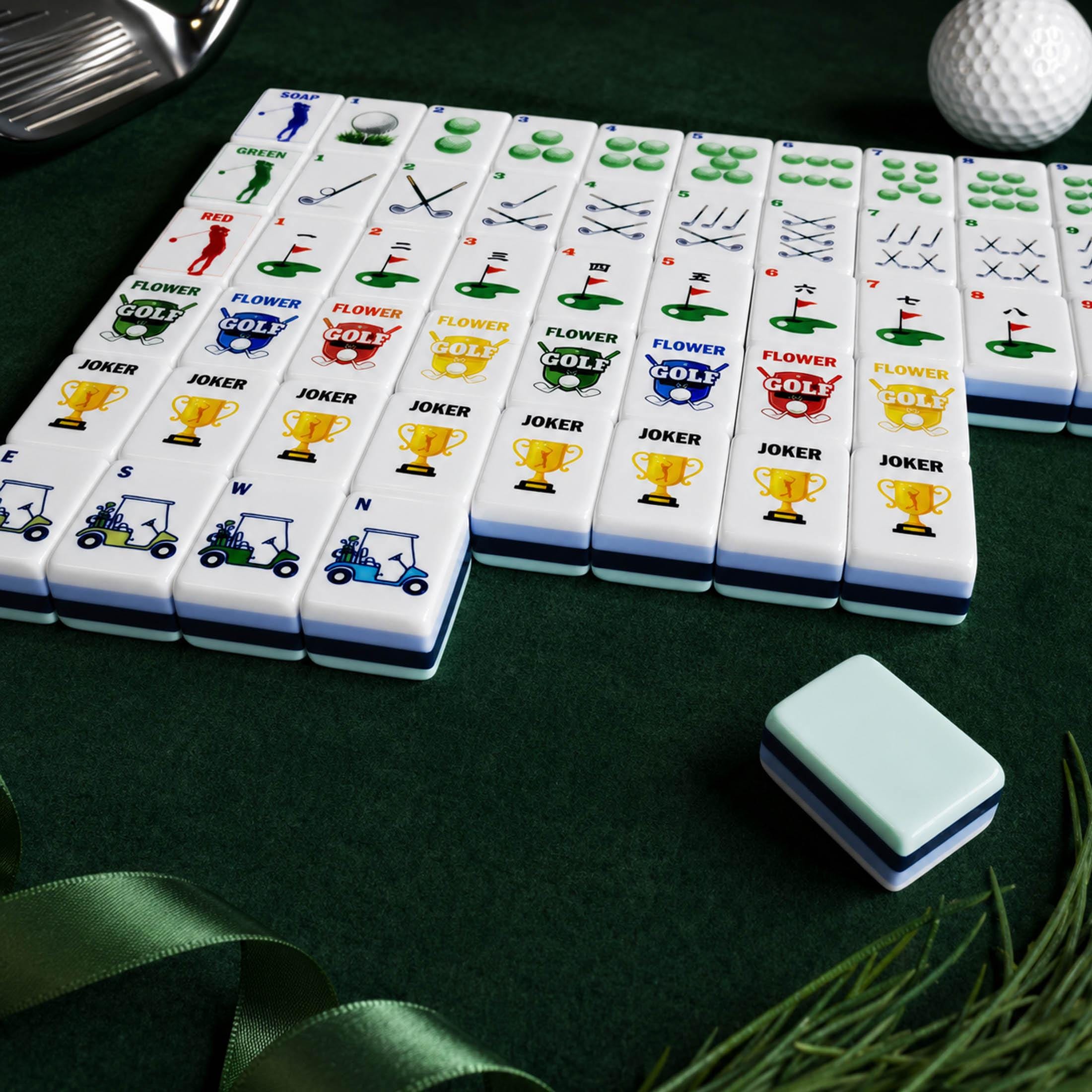 Golf Themed Mahjong Tile Set (152/ 160 Tiles), UV Print, Custom Tile Back Logo, Unique Gift for Golf Lovers - 8