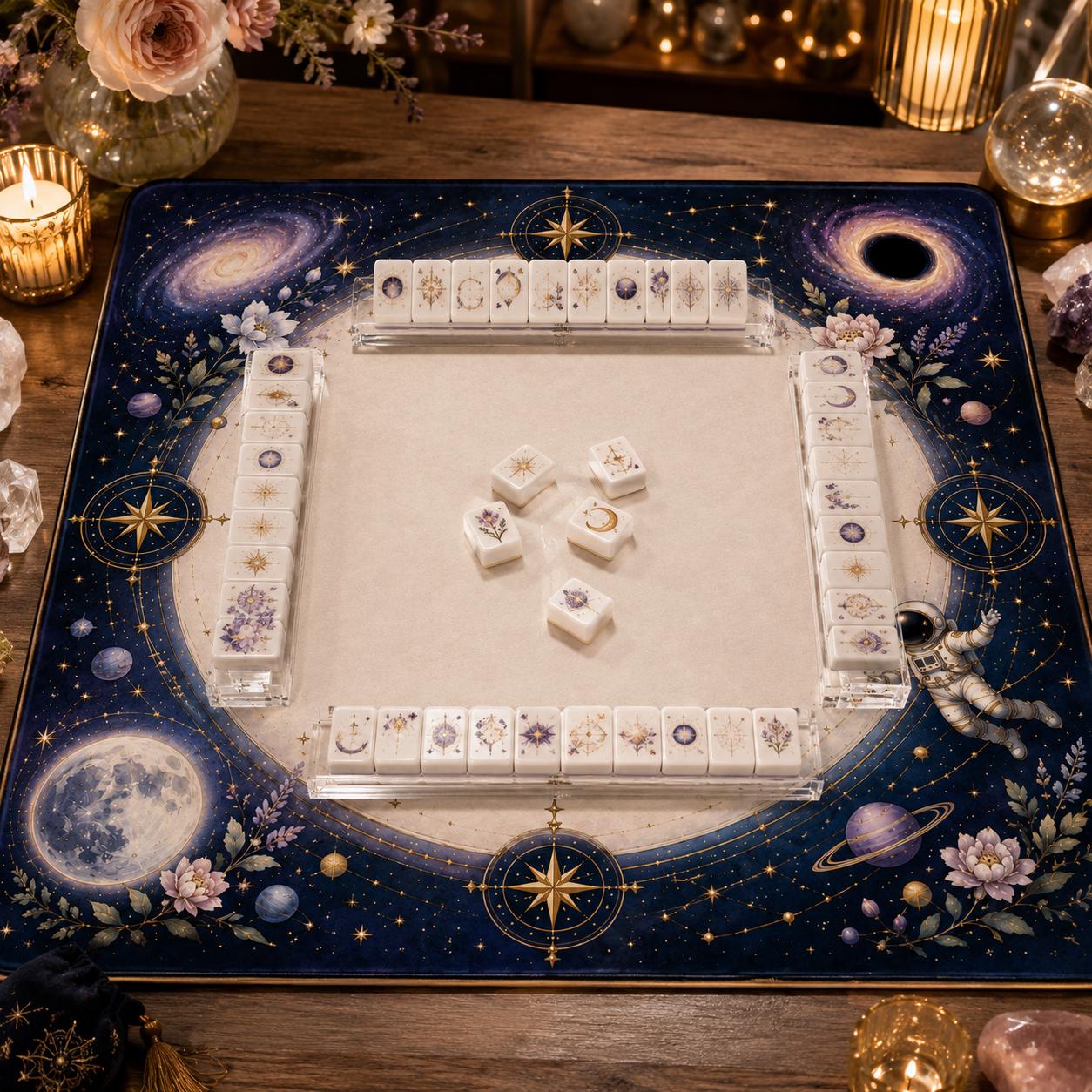 American Mahjong Set, Celestial Galaxy Mahjong Tiles, Astronaut Black Hole Design, Custom Bulk Mahjong Gift for Women -