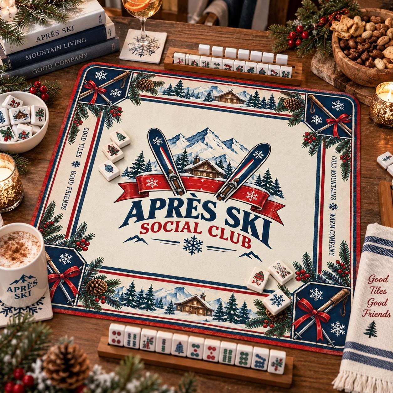 Après Ski Mahjong Set, American Mahjong Tiles, Ski Club Gift, Winter Lodge Game, Custom Bulk Mahjong, Ski Trip Gift - 8