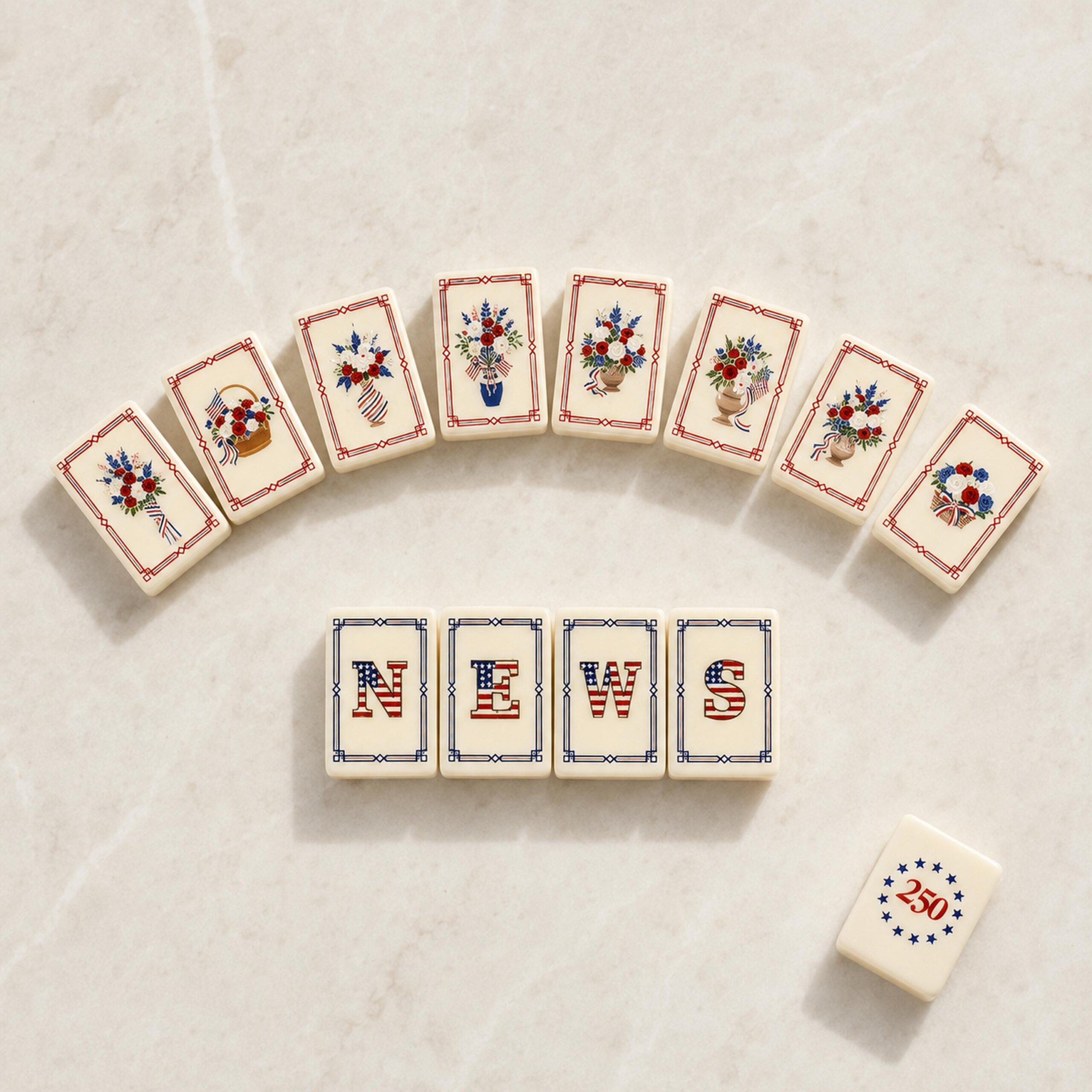 Patriotic American Mahjong Tile Set: Red, White and Blue 250th Anniversary Design - 8