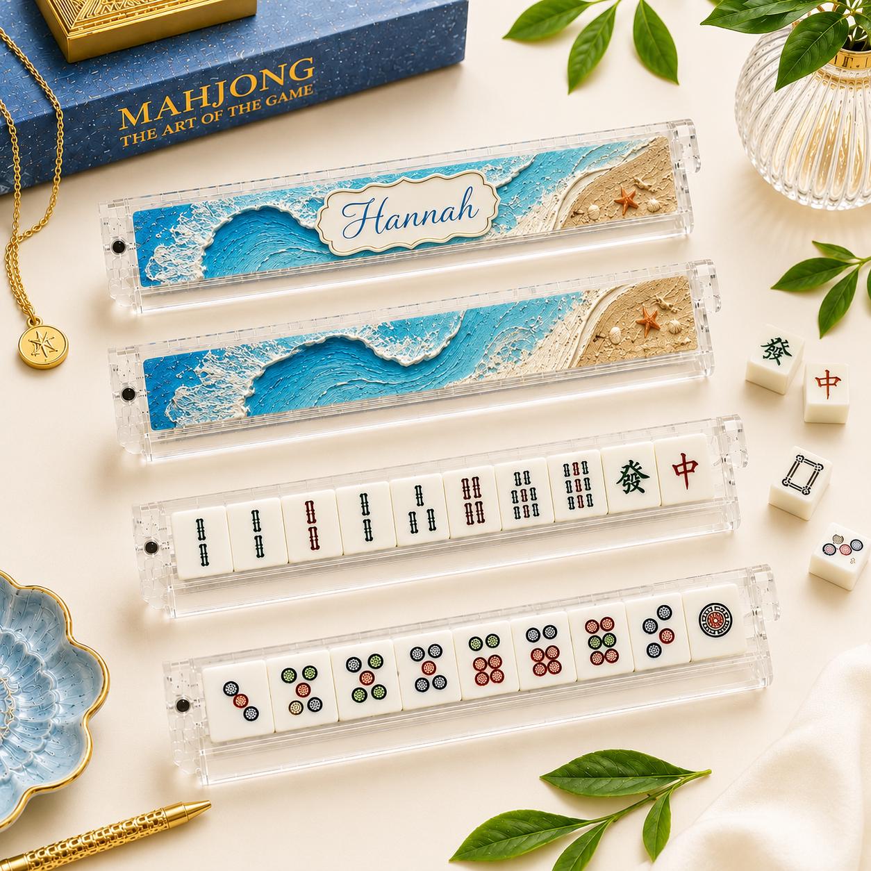 Ocean Mahjong Tiles, 1.4"x1.0"x0.6" Luxury American Mahjong Tiles, Blue Coastal Mahjong Gift, Premium American Mahjong T