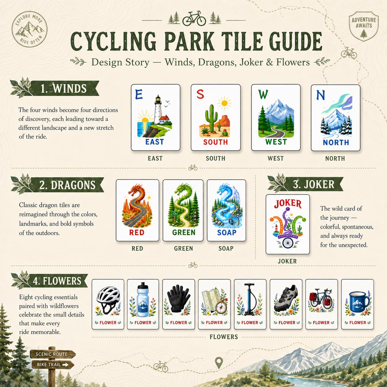 Cycling Park Mahjong Set, American Mahjong Tiles, UV Printed Acrylic Bicycle Game Gift - 8