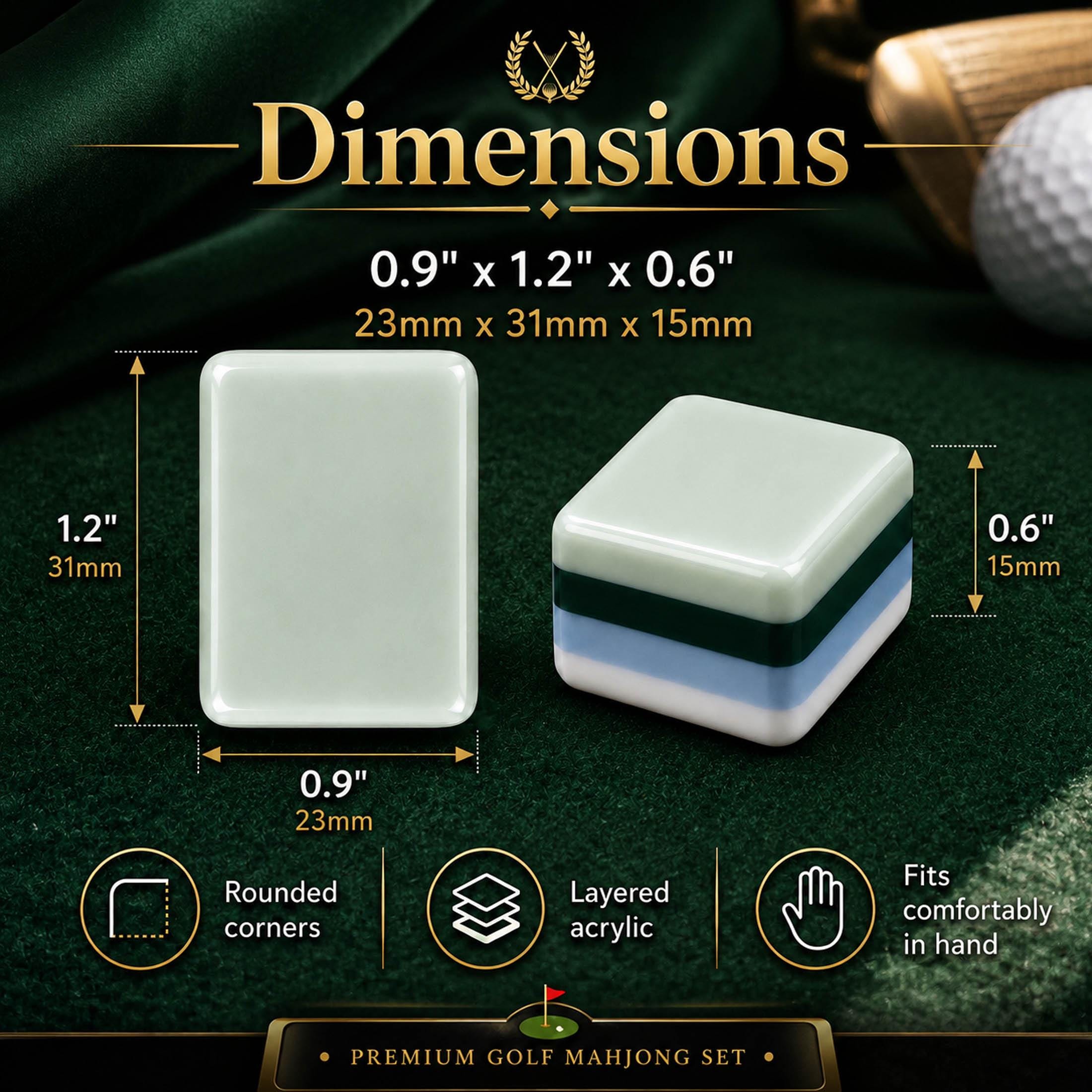 Golf Themed Mahjong Tile Set (152/ 160 Tiles), UV Print, Custom Tile Back Logo, Unique Gift for Golf Lovers - 9