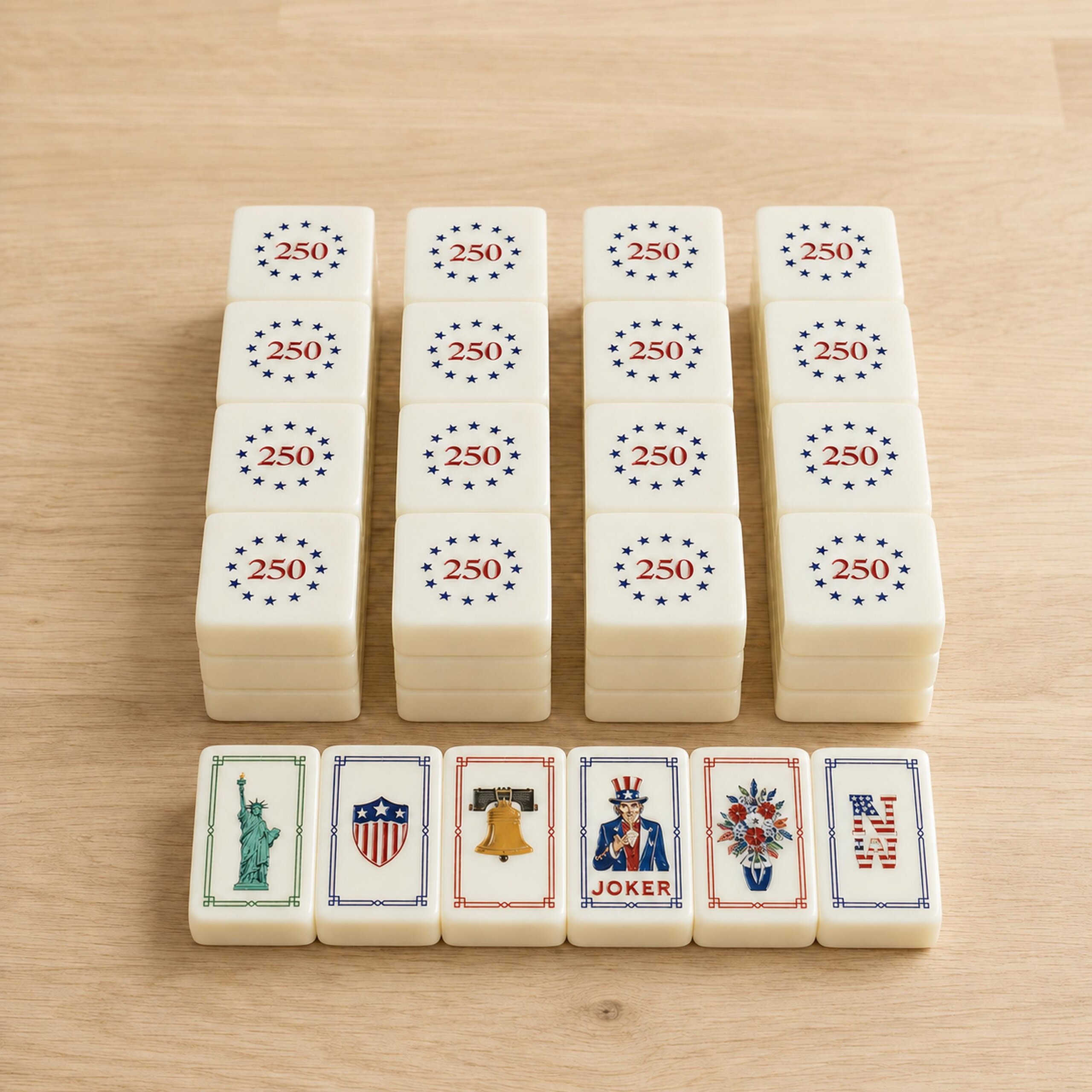 Patriotic American Mahjong Tile Set: Red, White and Blue 250th Anniversary Design - 9