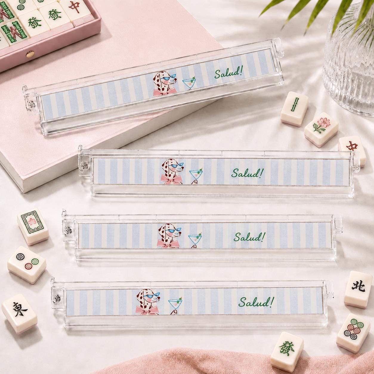 Dalmatian Mahjong Tiles Set, Luxury Acrylic American Mahjong Tiles, Dog Lover Mah Jongg Game Set, Preppy Summer Design,