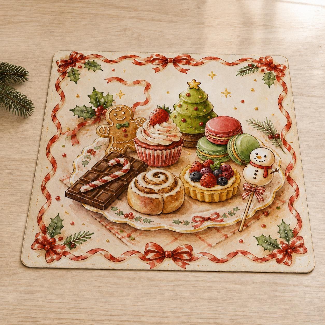 Cute Christmas Acrylic American Mahjong Set, 160 Tile Holiday Mahjong Tiles, Sweet Dessert Theme with Gingerbread & Sant