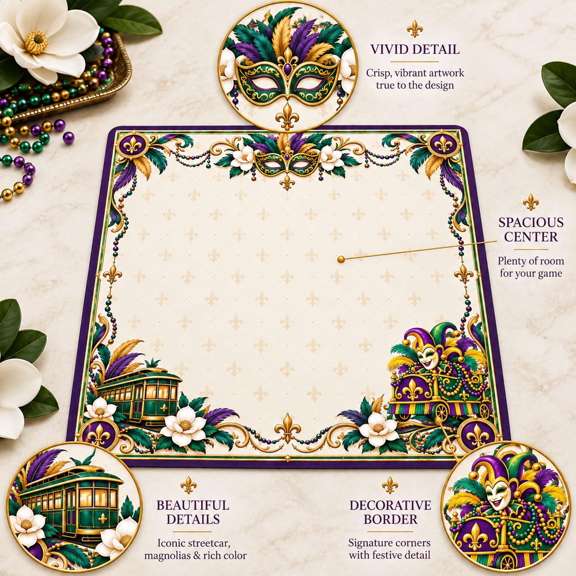 Mardi Gras American Mahjong Set, New Orleans Mah Jongg Tiles, Purple Green Gold Game Night Gift, Carnival Mahjong Set -
