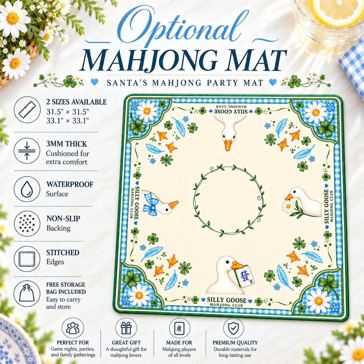 Goose Mahjong Tile Set, Silly Goose Mahjong Gift, Porch Goose Inspired American Mah Jongg Tiles, 4-Layer Acrylic Set, Ma