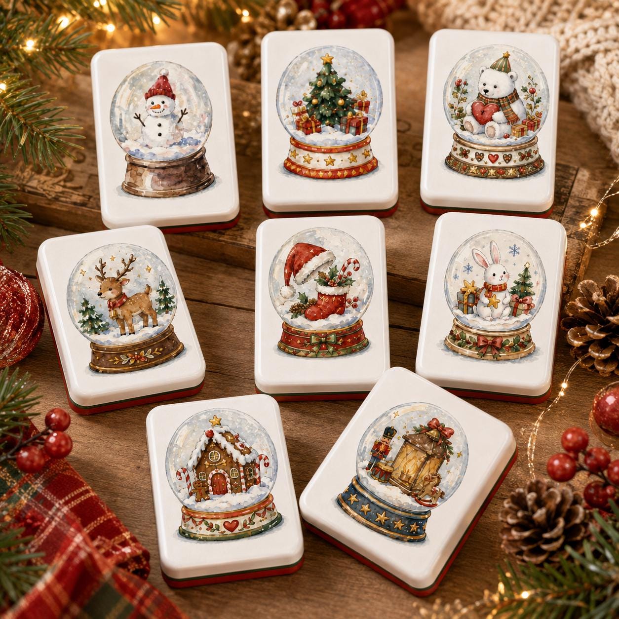 Christmas American Mahjong Set, Holiday Acrylic 160 Tile Set, Red Green Winter Mahjong Tiles, Festive Gift for Mahjong L