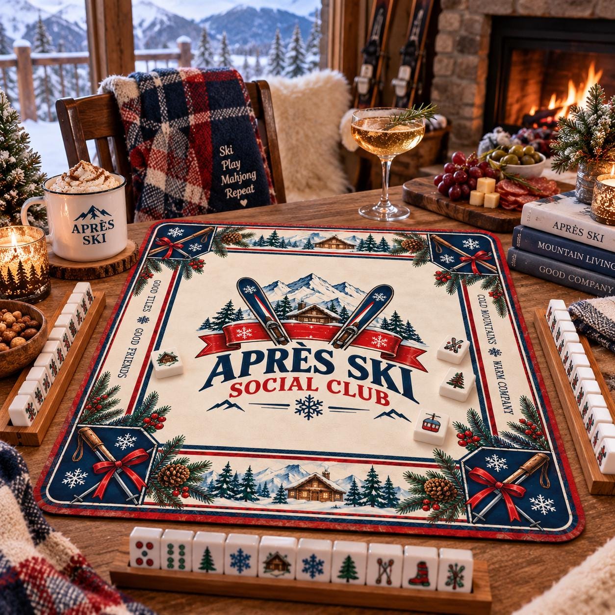 Après Ski Mahjong Set, American Mahjong Tiles, Ski Club Gift, Winter Lodge Game, Custom Bulk Mahjong, Ski Trip Gift - 10