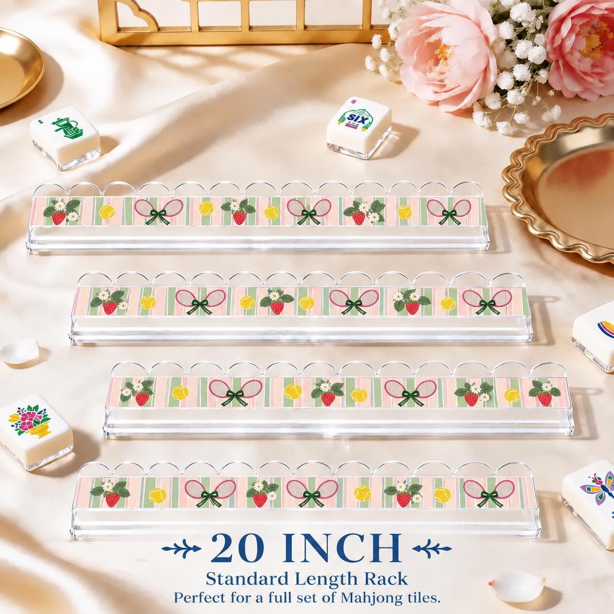 Pink Chinoiserie Christmas Mahjong Tiles, 4-Layered Holiday Mahjong Set, Ginger Jar Christmas Tree Tiles, Preppy America