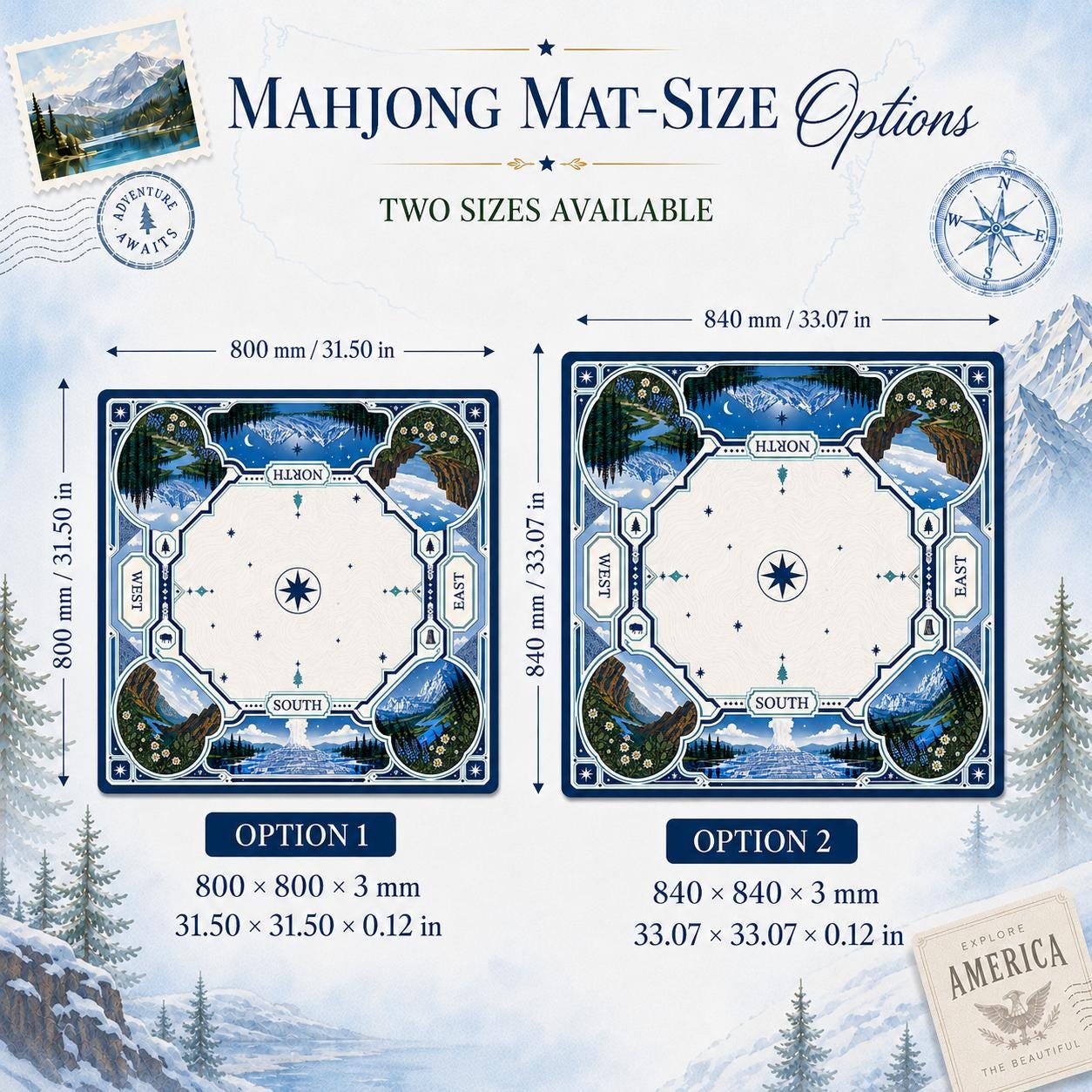 American Mahjong Set, National Parks Theme, 4-Layer Acrylic Mahjong Tiles, USA Inspired Mahjong Game - 10