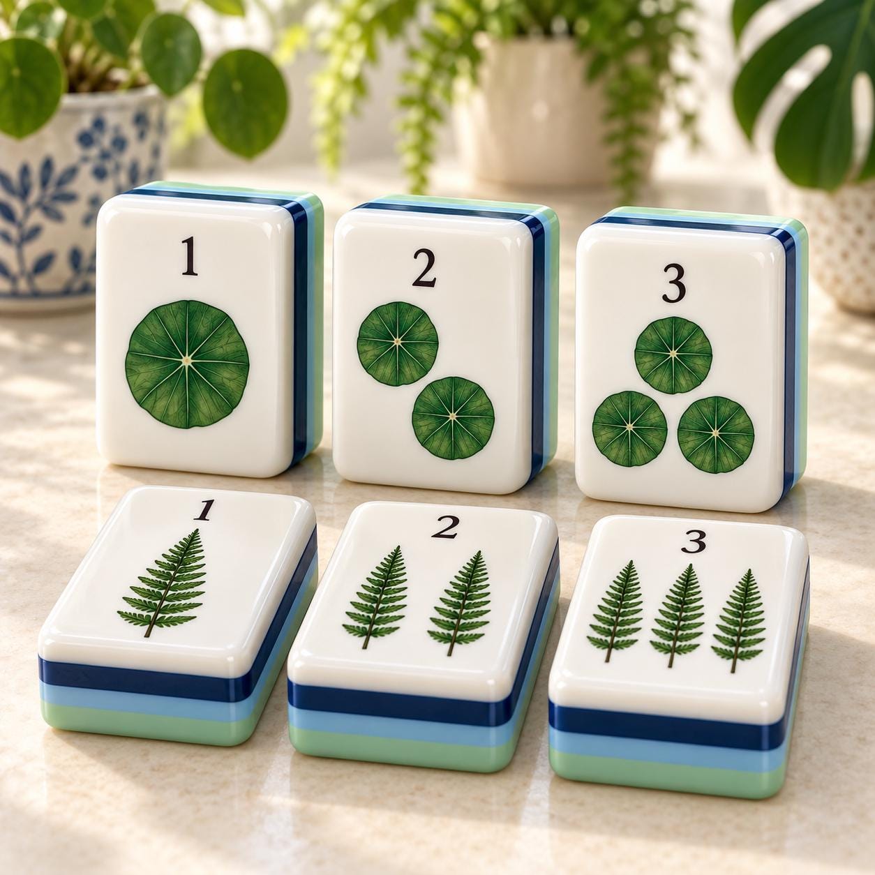Botanical Workshop American Mahjong, Travel Mahjong Set with Potted Plant Pattern, Plant Lover Gift, Monstera Anthurium