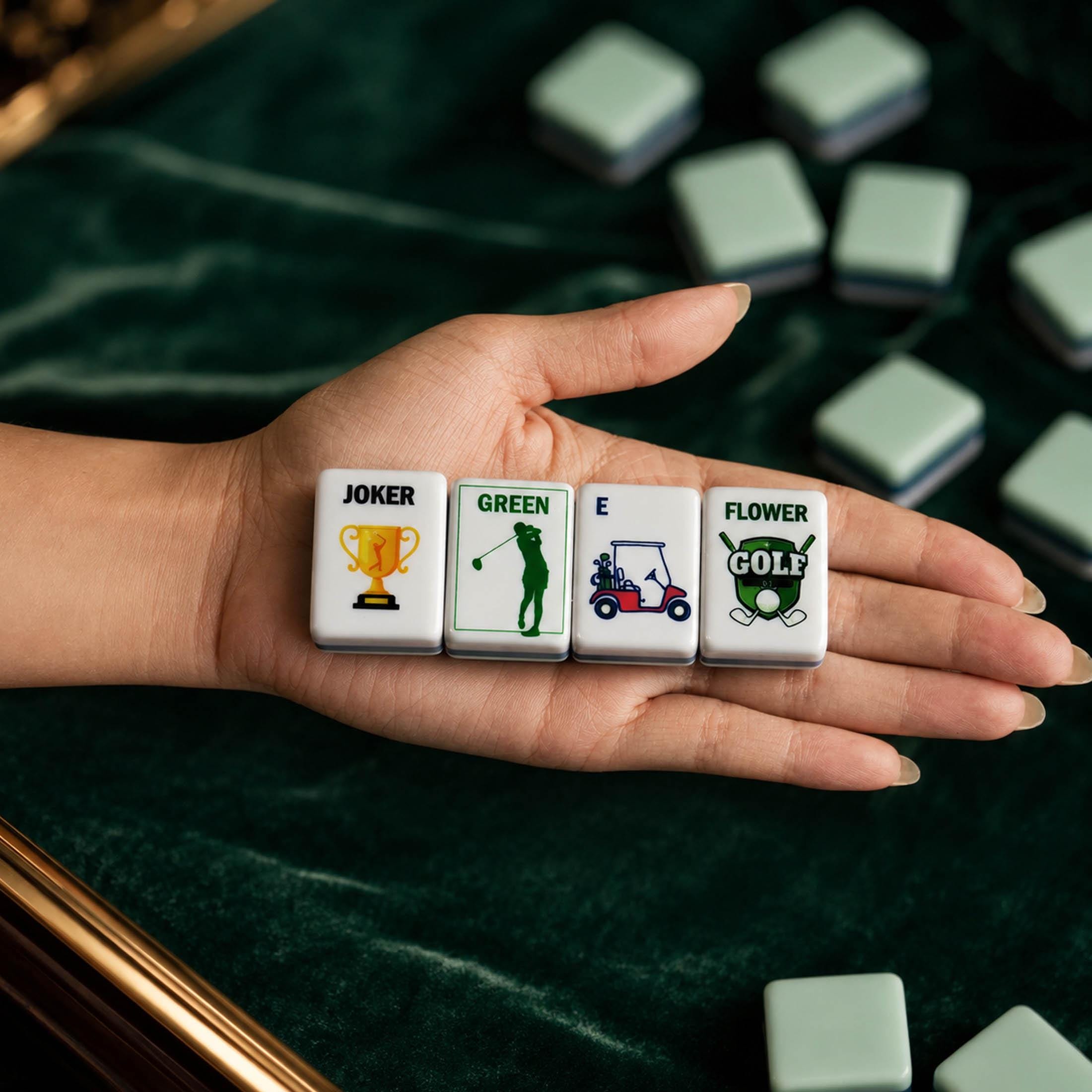 Golf Themed Mahjong Tile Set (152/ 160 Tiles), UV Print, Custom Tile Back Logo, Unique Gift for Golf Lovers - 10