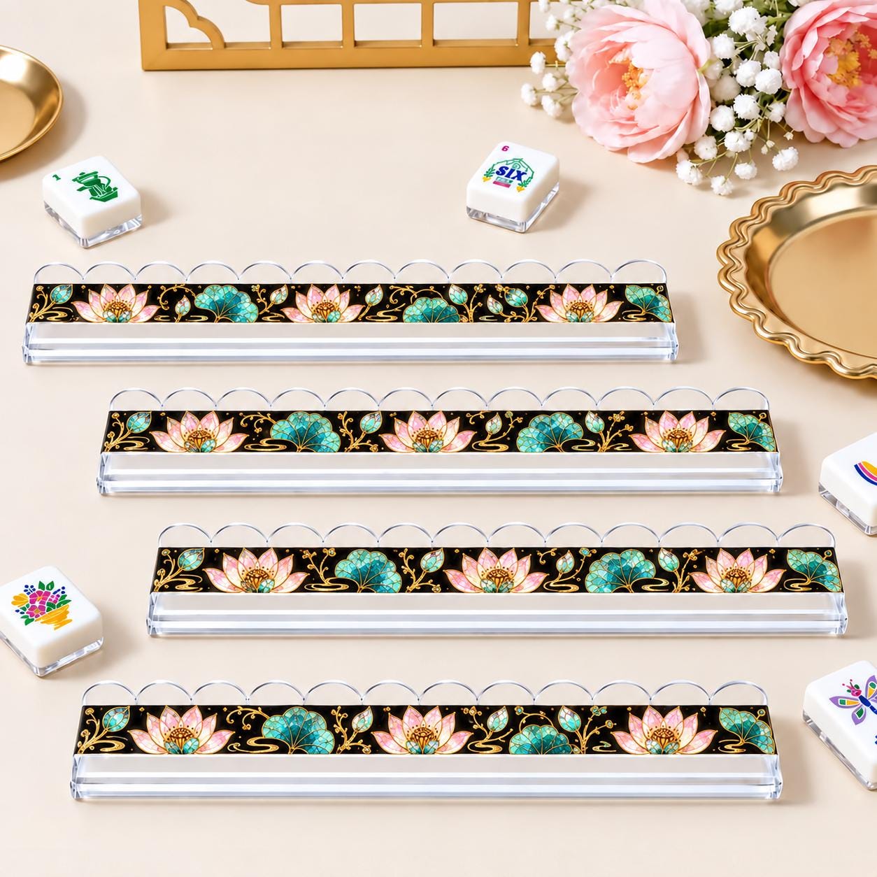 Pomegranate Mahjong Tiles, 4-Layer American Mahjong Set, Fall Inspired Botanical Fruit Acrylic Tiles, Mediterranean Mahj
