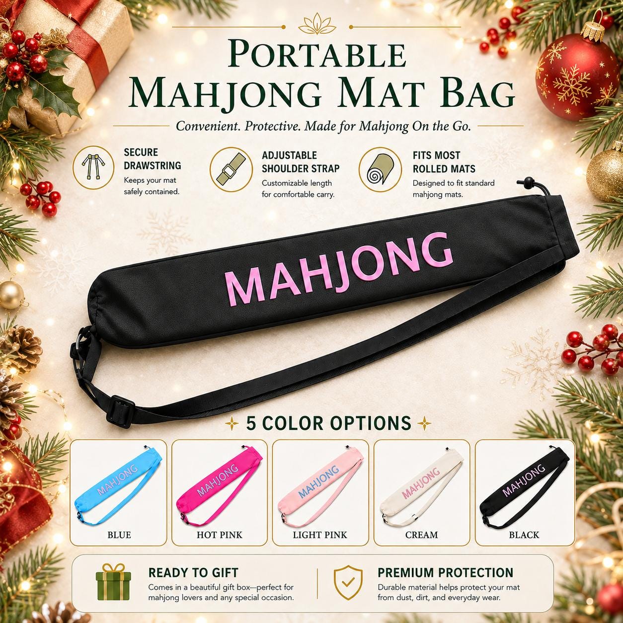 Christmas American Mahjong Set, 160 Mah Jongg Tiles, Santa Mahjong, Matching Mahjong Mat Option, Holiday Mahjong Game -