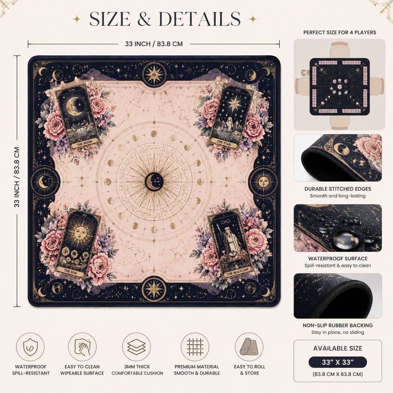 Mystic Celestial American Mahjong Set, Moon Crystal Astrology Mahjong Tiles, Fantasy Tarot Inspired Acrylic Game Set, Un