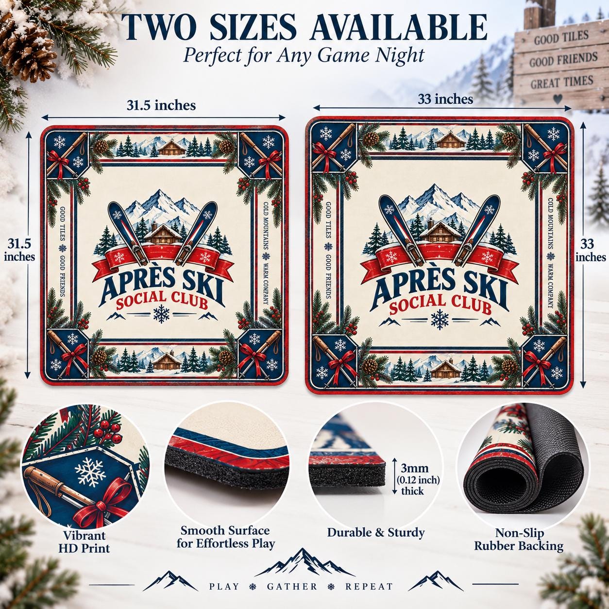 Après Ski Mahjong Set, American Mahjong Tiles, Ski Club Gift, Winter Lodge Game, Custom Bulk Mahjong, Ski Trip Gift - 11