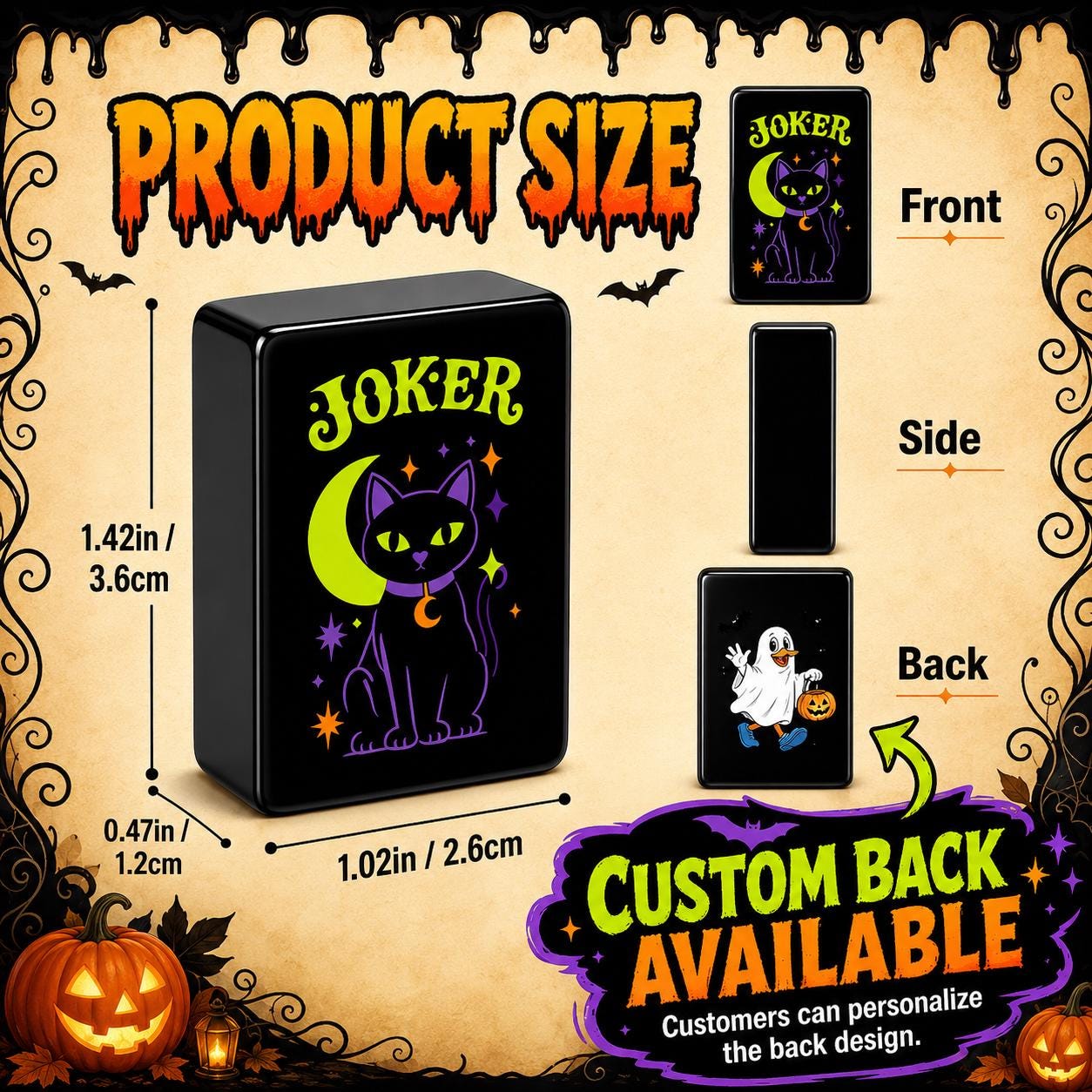 Halloween Mahjong Tiles Set, Spooky Acrylic Mahjong Tiles, Black Halloween American Mahjong Set, Witchy Pumpkin Mahjong