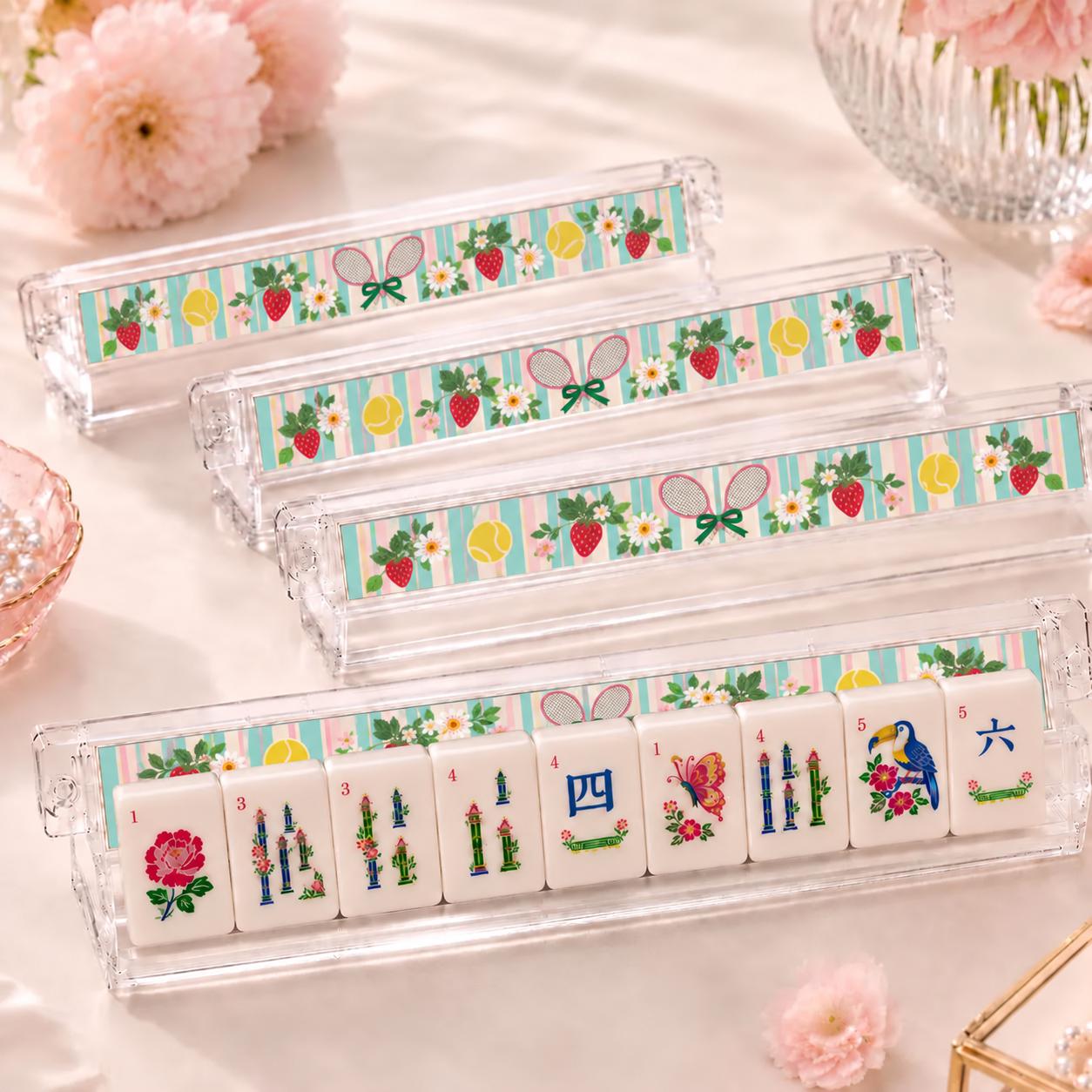Woodland Mushroom Mahjong Tiles, 1.4" Acrylic American Mahjong Set, Cottagecore Forest Tile Set, Botanical Mahjong Gift,