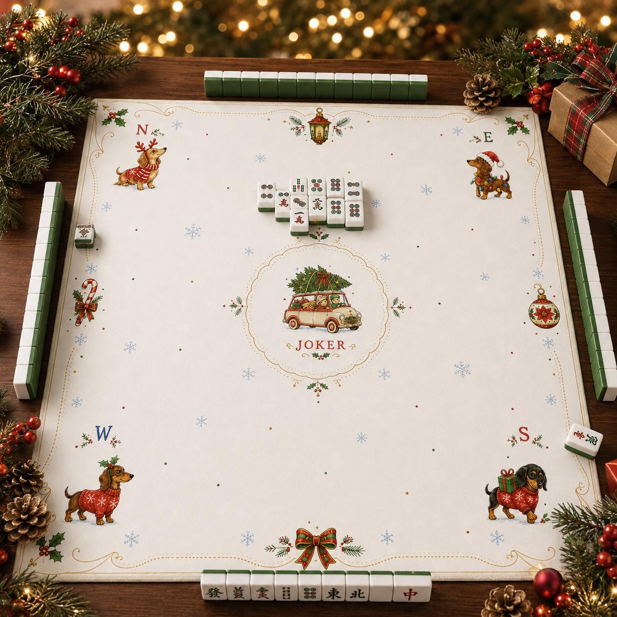 Christmas American Mahjong Set, Holiday Mah Jongg Tiles, Vintage Christmas Game Night Gift, Family Mahjong, Gift for Her