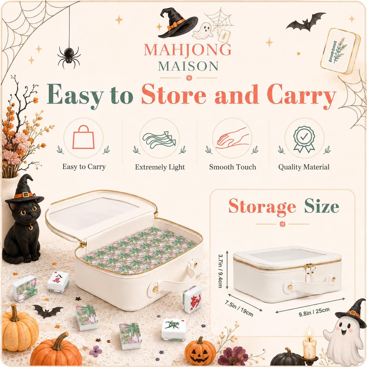 Halloween Mahjong Tiles Set, Spooky Acrylic Mahjong Tiles, Black Halloween American Mahjong Set, Witchy Pumpkin Mahjong