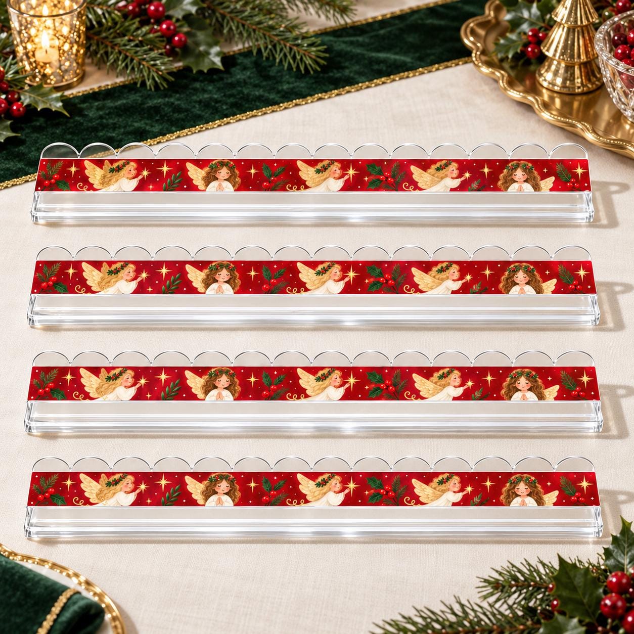 Christmas Angel Mahjong Tiles, 1.4" Cardinal Joker Mahjong Set, Red Holiday Mah Jongg Tiles, Vintage Christmas Mahjong G